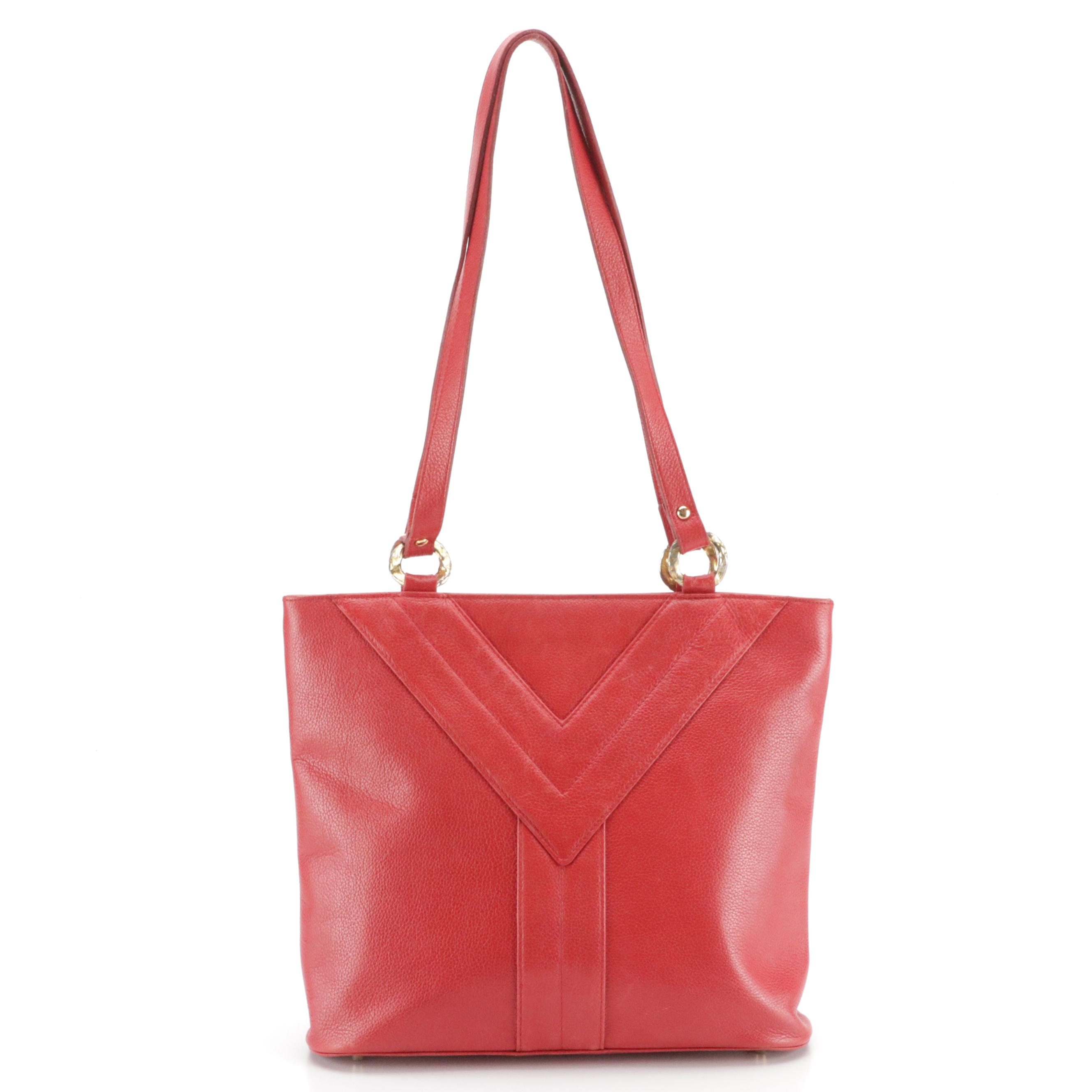 Yves Saint Laurent Y Red Grain Leather Shoulder Bag