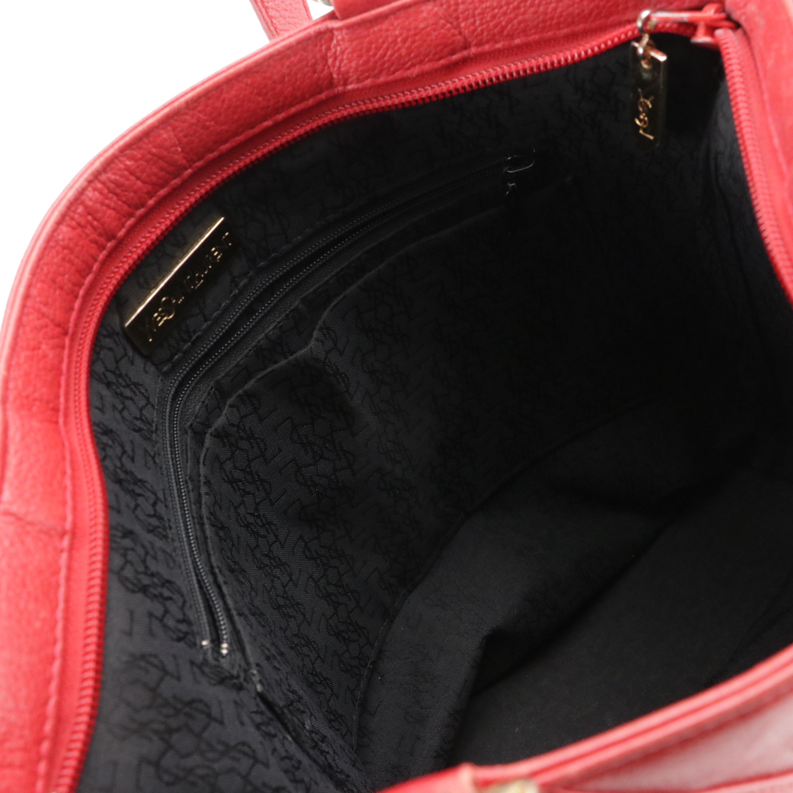 Yves Saint Laurent Y Red Grain Leather Shoulder Bag