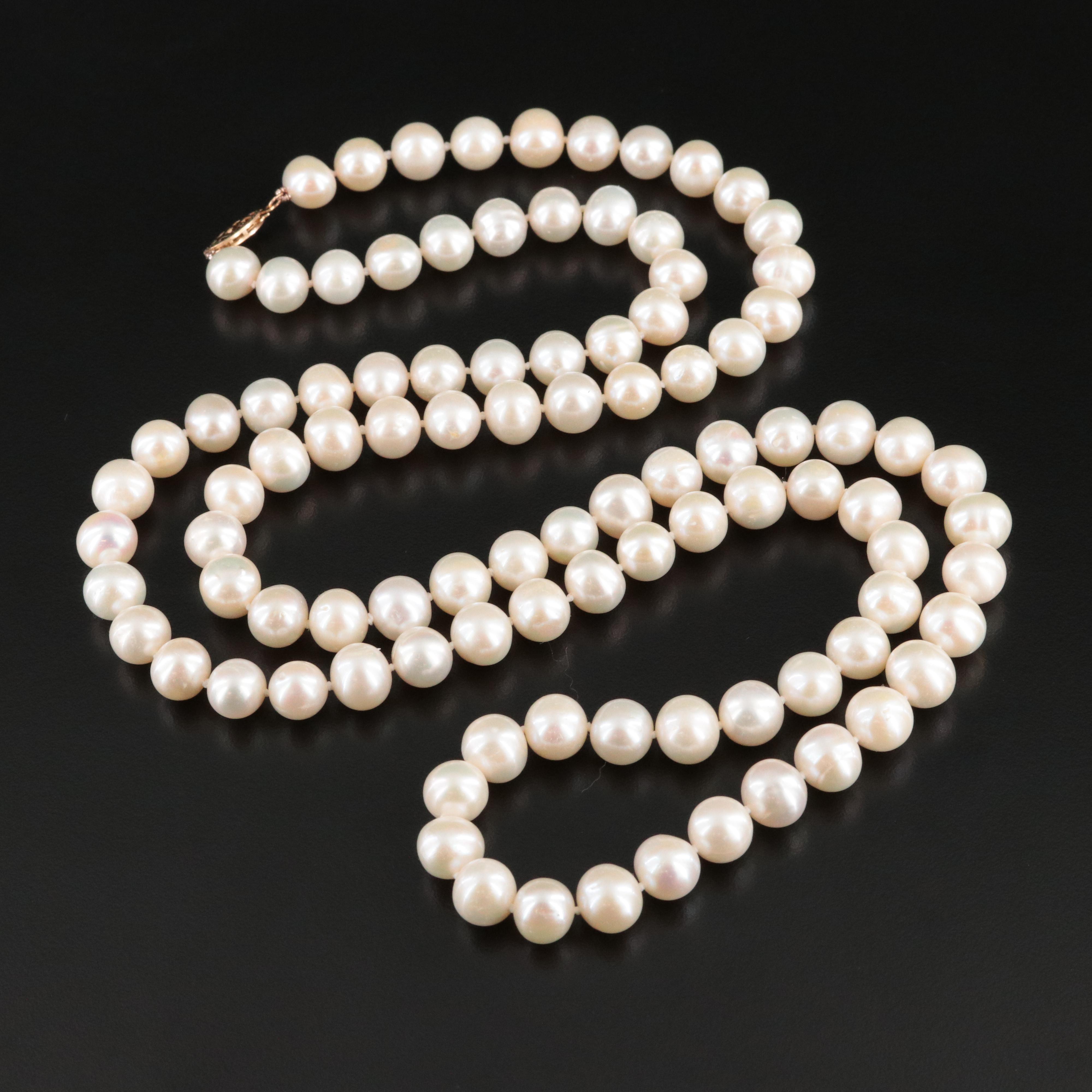 Pearl Necklace with 14K Clasp