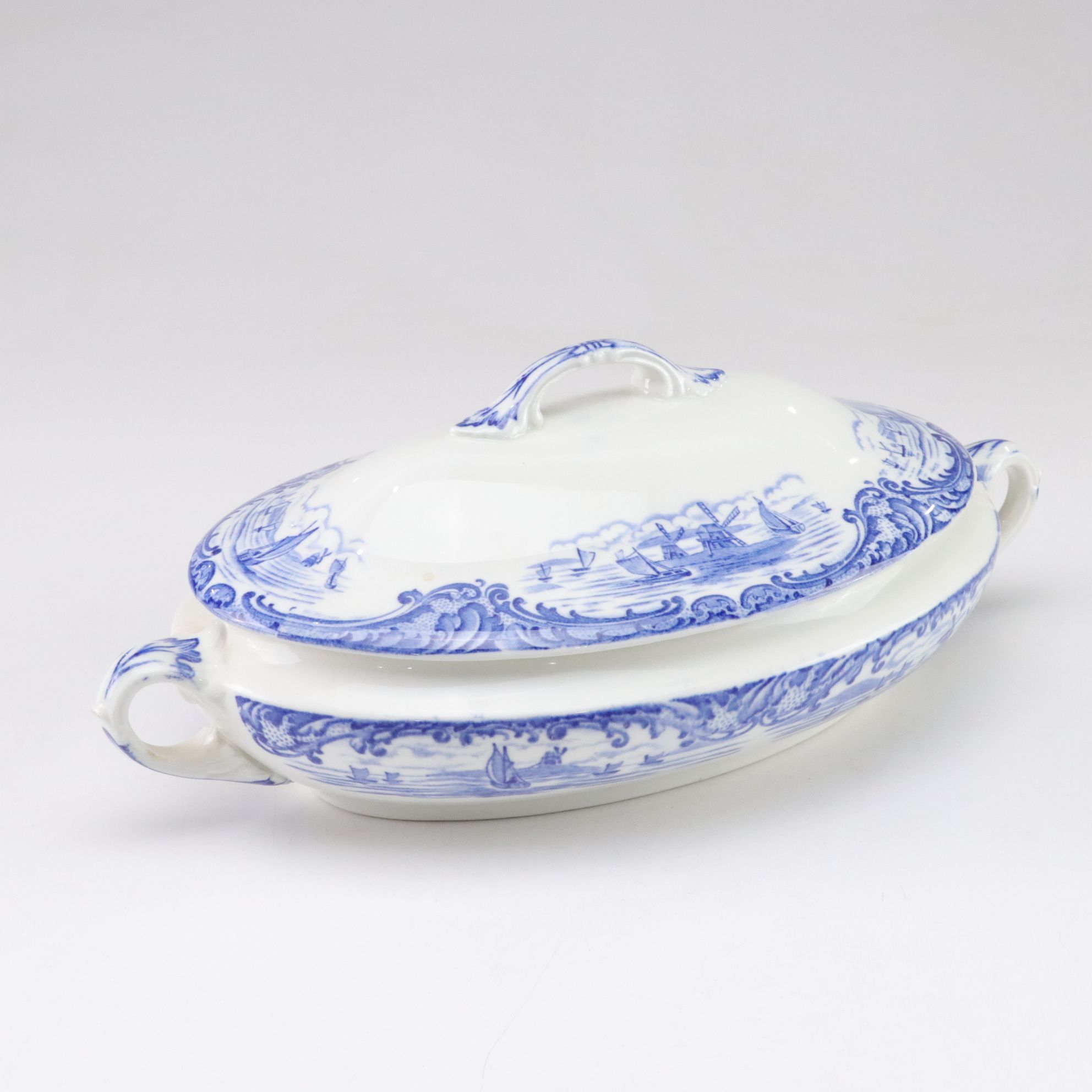 Wedgwood "Hague" Porcelain Covered Vegetable Dish and Gravy Boat