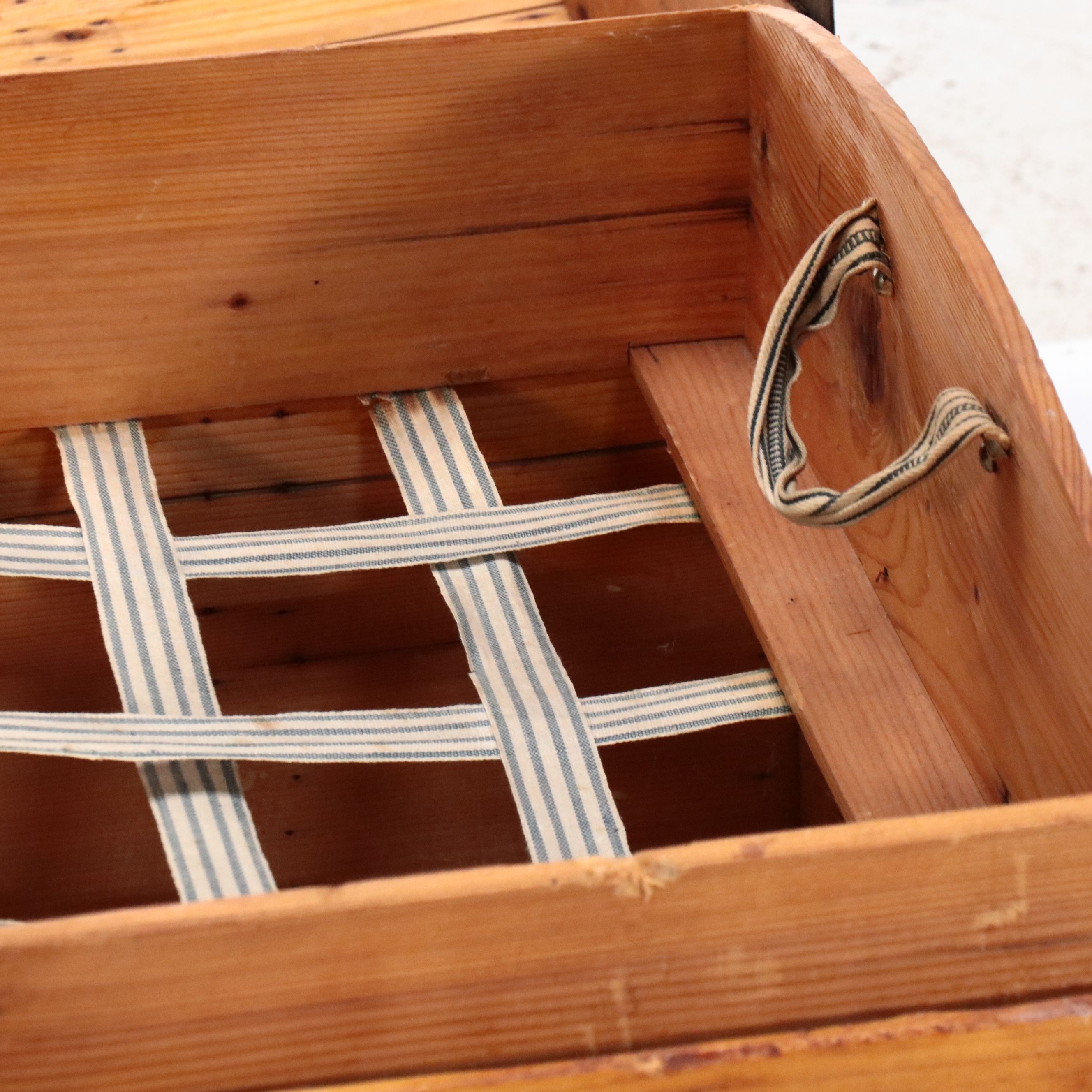 Victorian Wooden Iron Bound Dome Top Trunk,19th Century