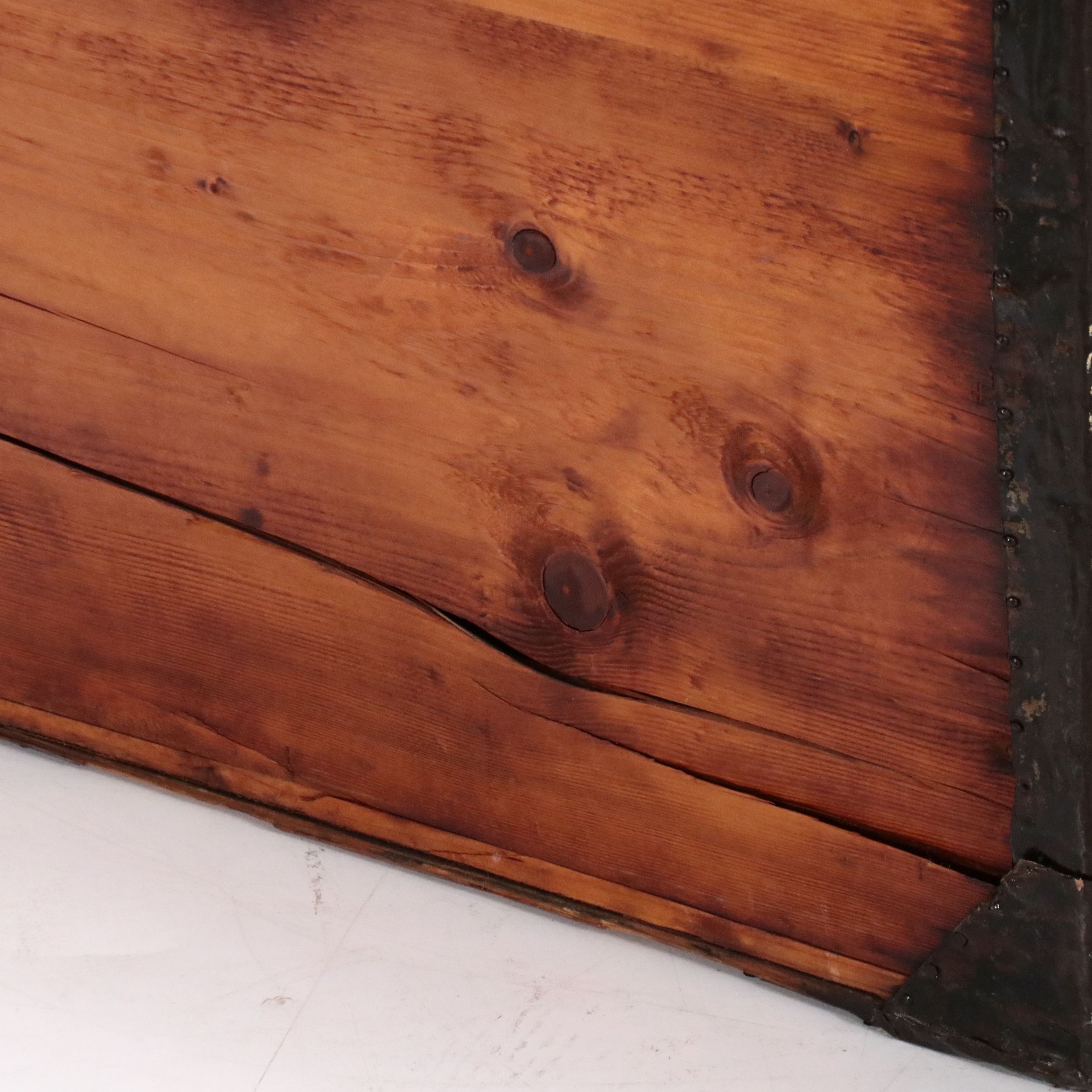 Victorian Wooden Iron Bound Dome Top Trunk,19th Century