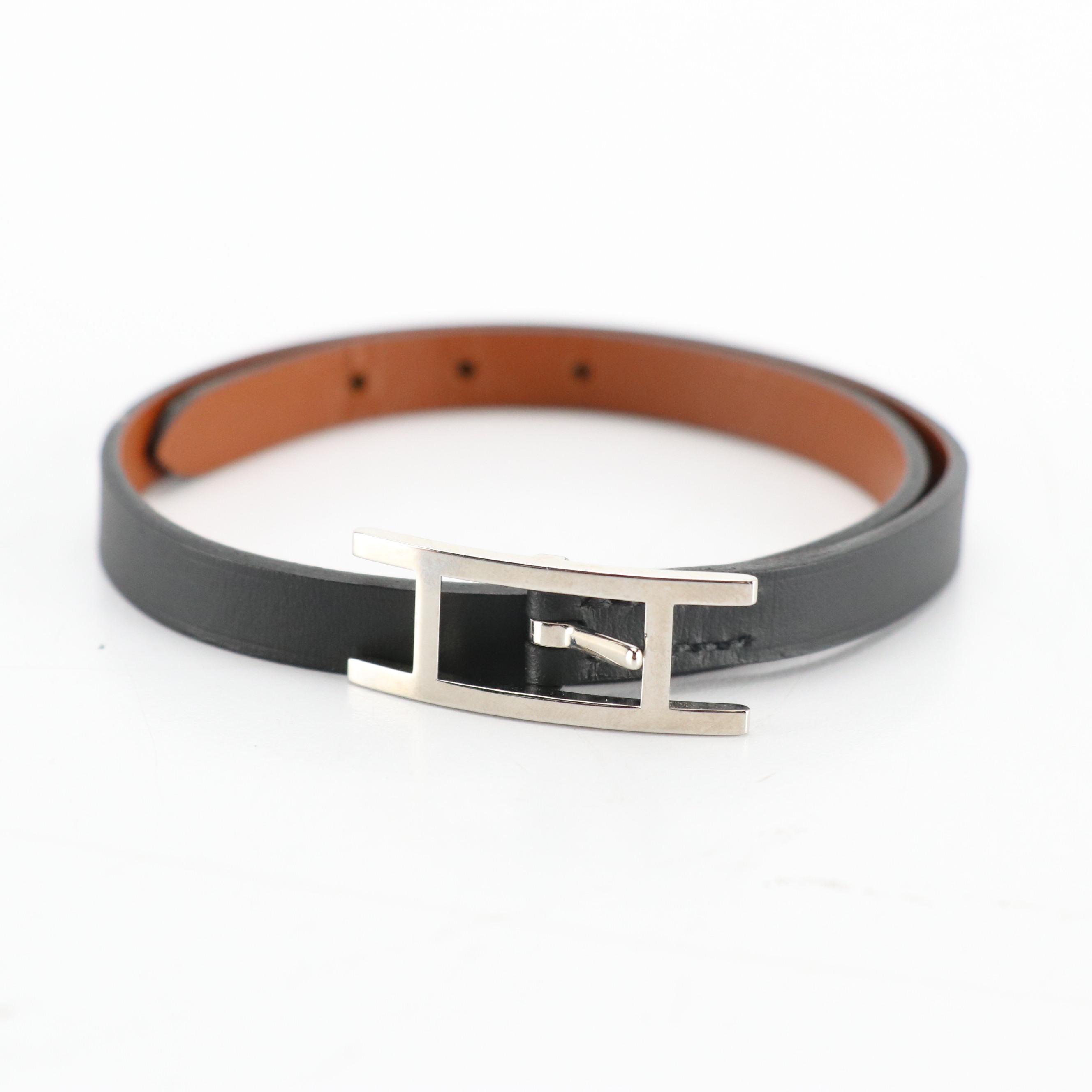 Hermès Leather Behapi Double Tour Bracelet in Box