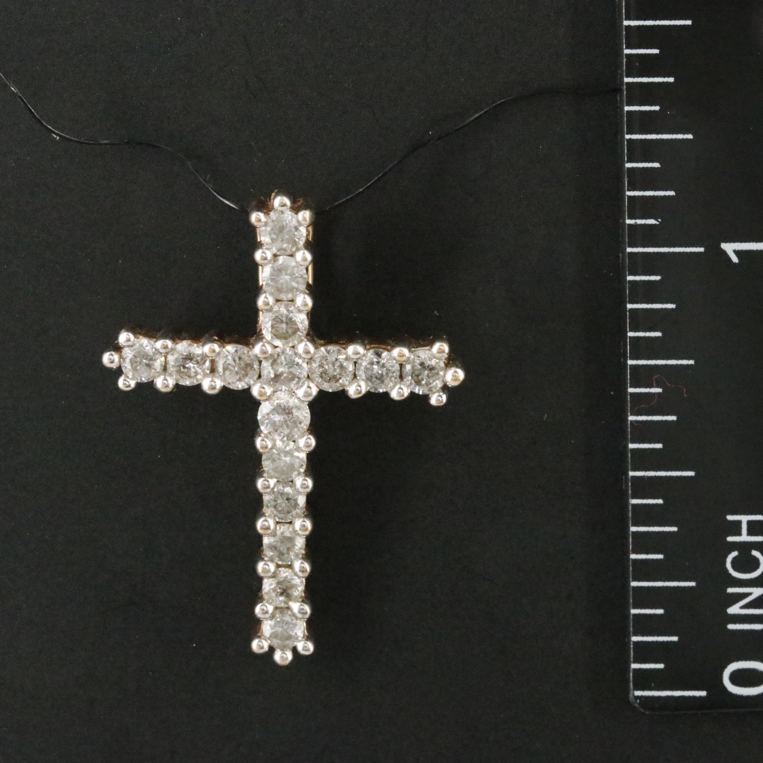 10K 1.00 CTW Diamond Cross Pendant