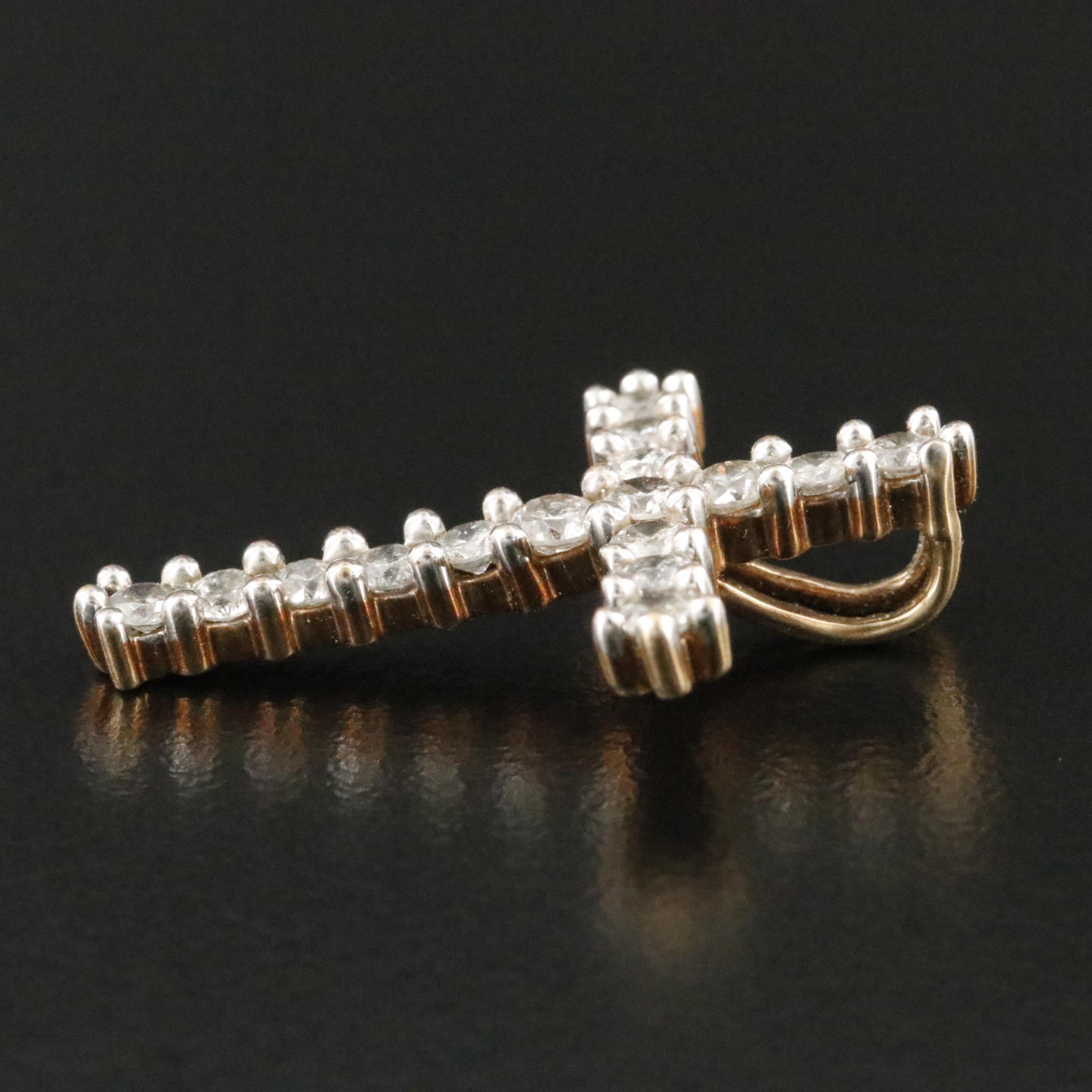 10K 1.00 CTW Diamond Cross Pendant