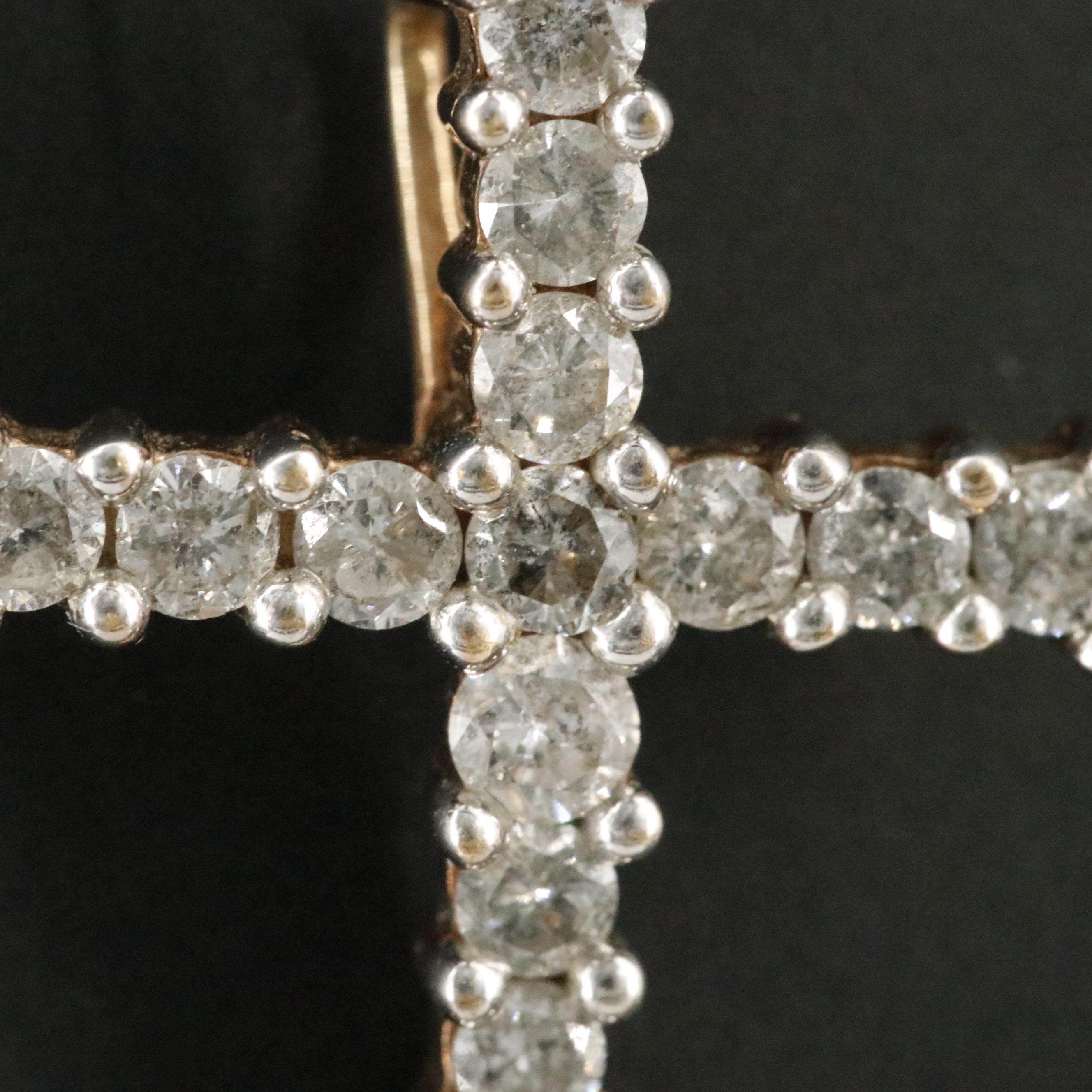 10K 1.00 CTW Diamond Cross Pendant