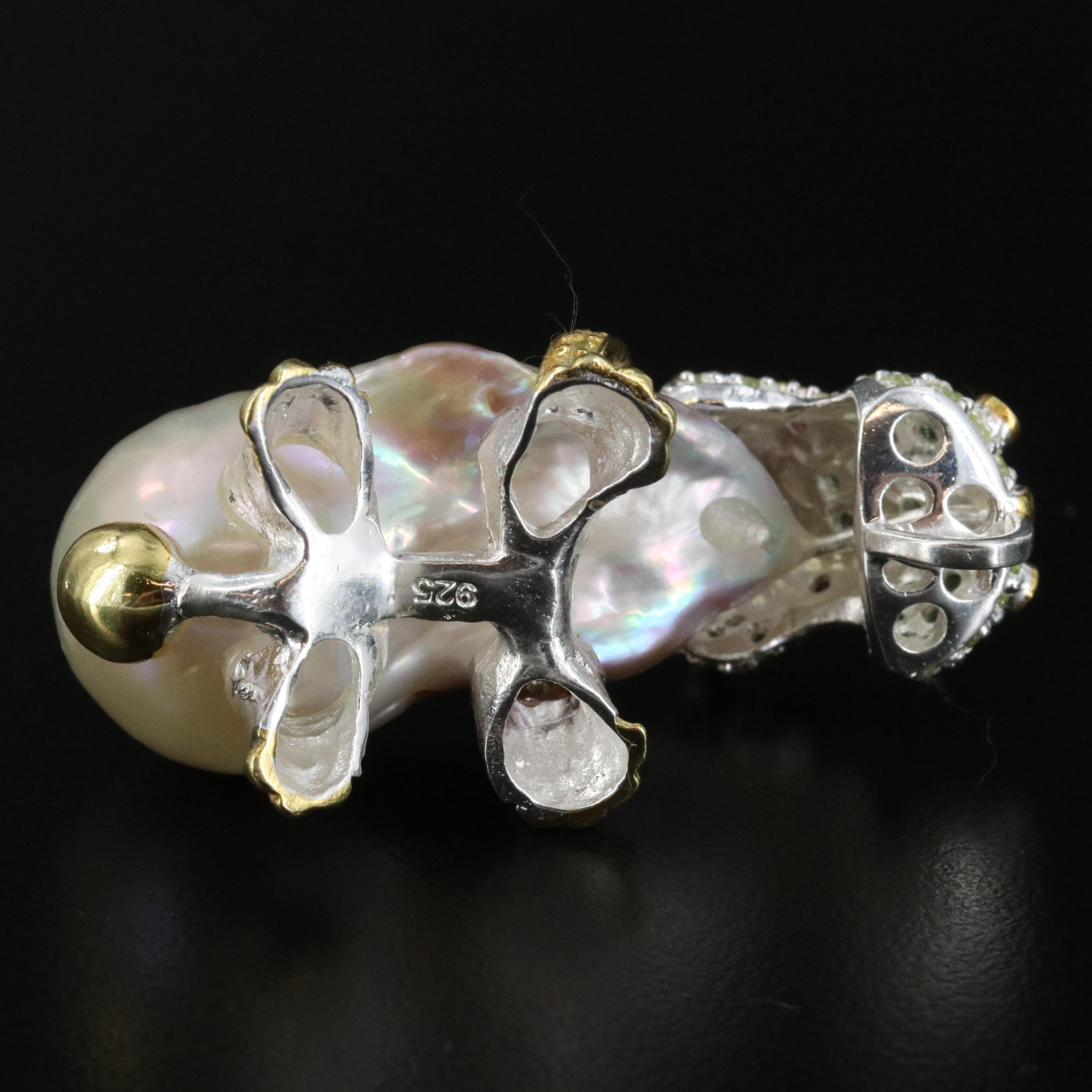 Sterling Pearl, Citrine and Garnet Hippo Pendant