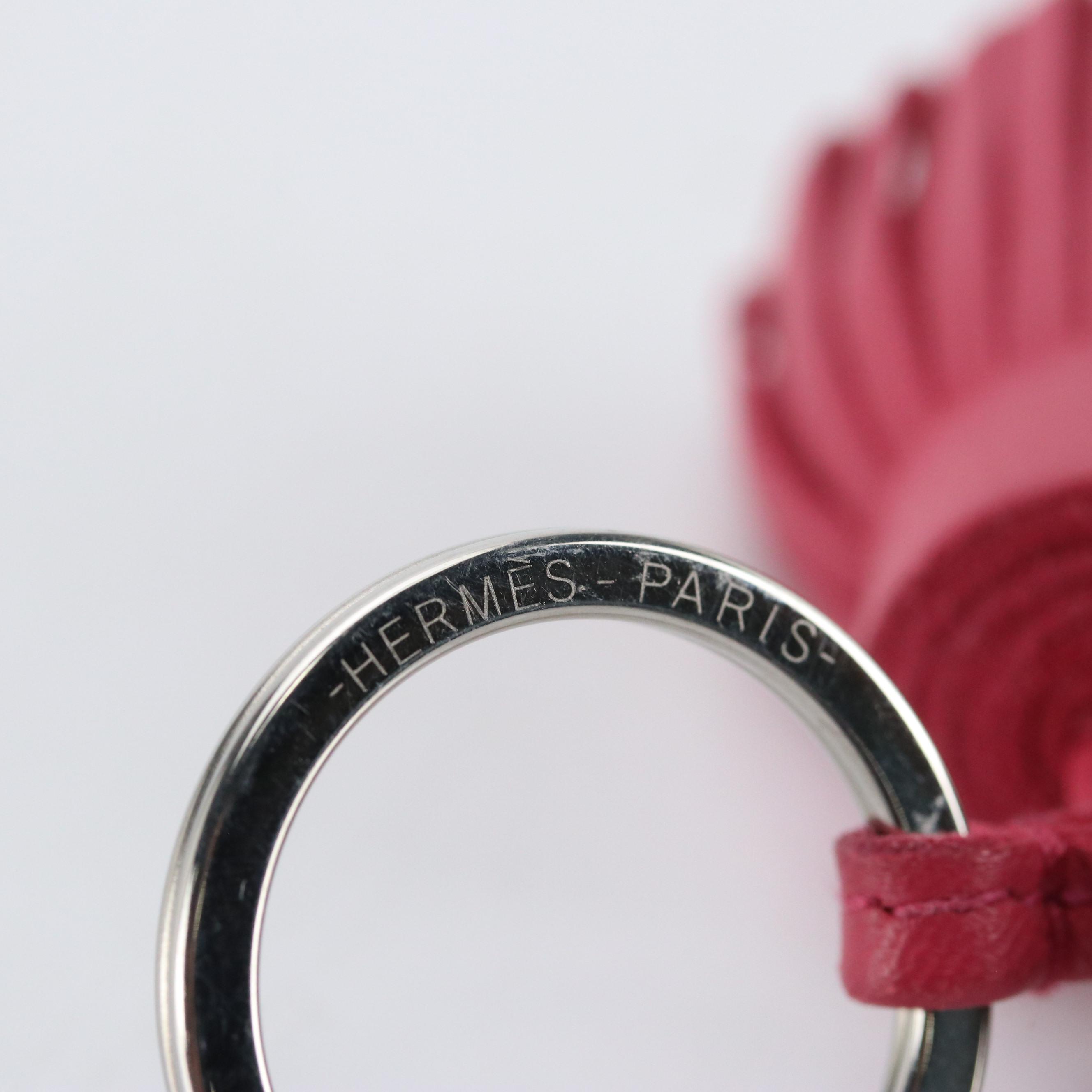 Hermès Carmen Uno-Dos Tassel Key Ring in Bicolor Milo Lambskin Leather, With Box