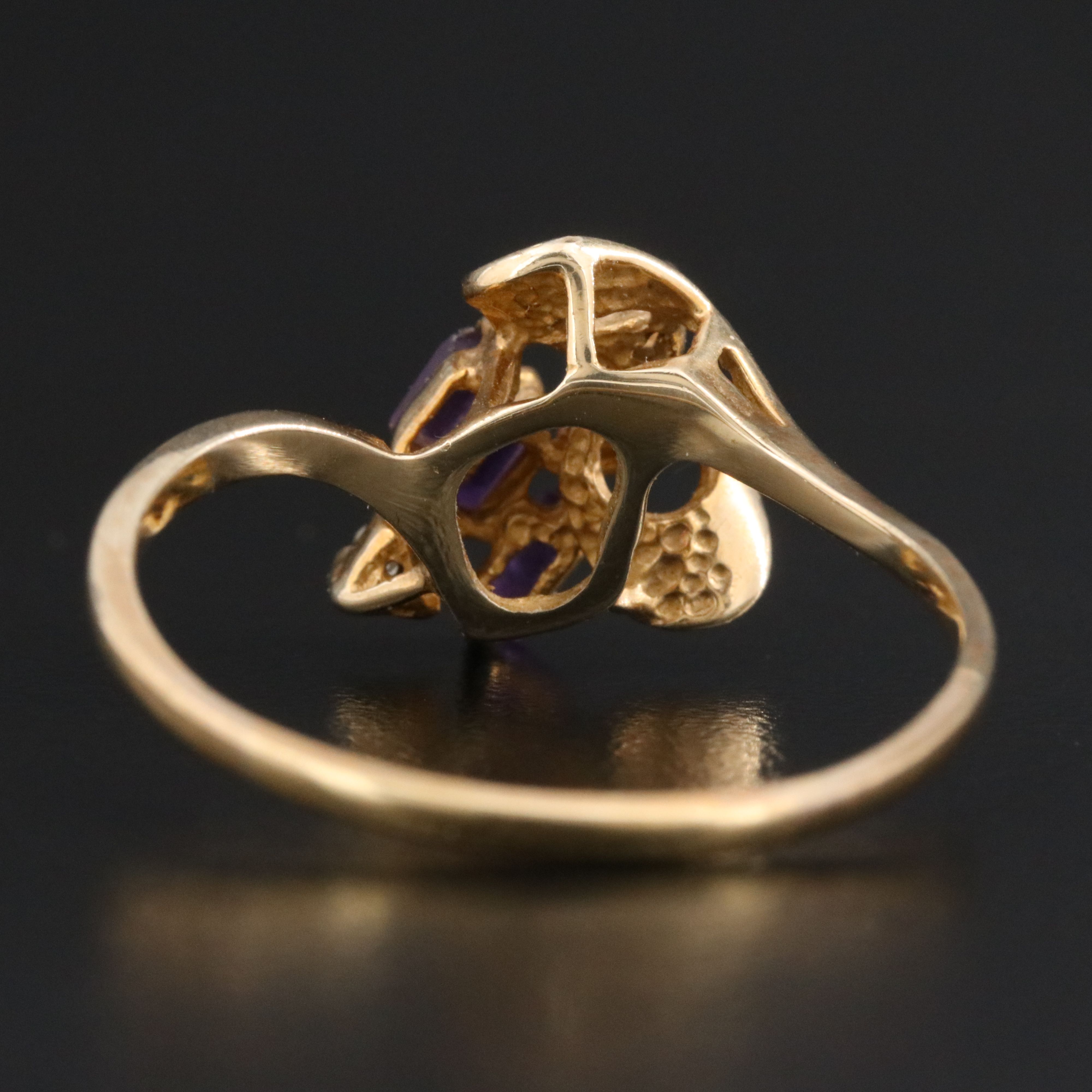 Vintage 10K Amethyst and Diamond Whiplash Ring