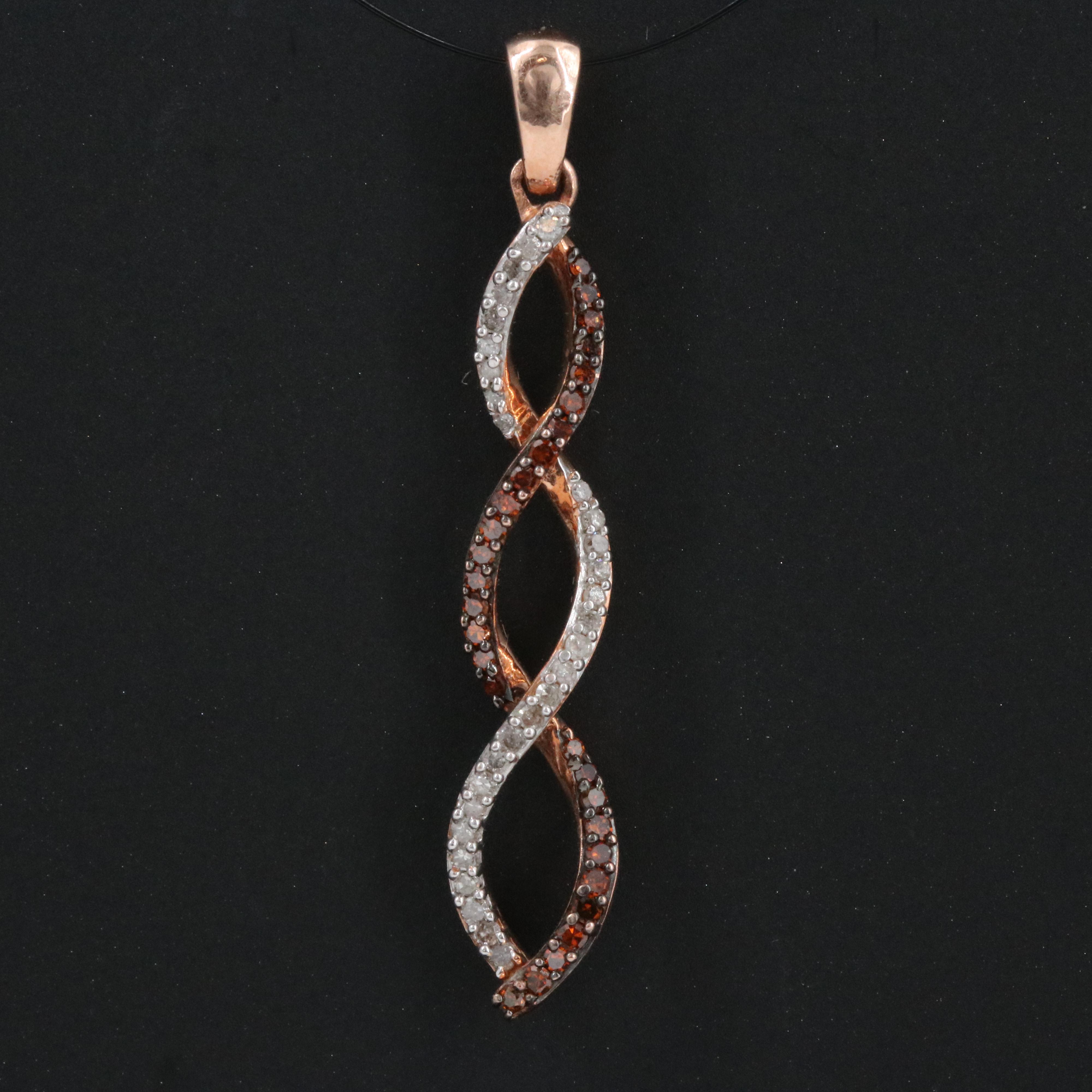 10K 0.28 CTW Diamond Rose Gold Twist Pendant