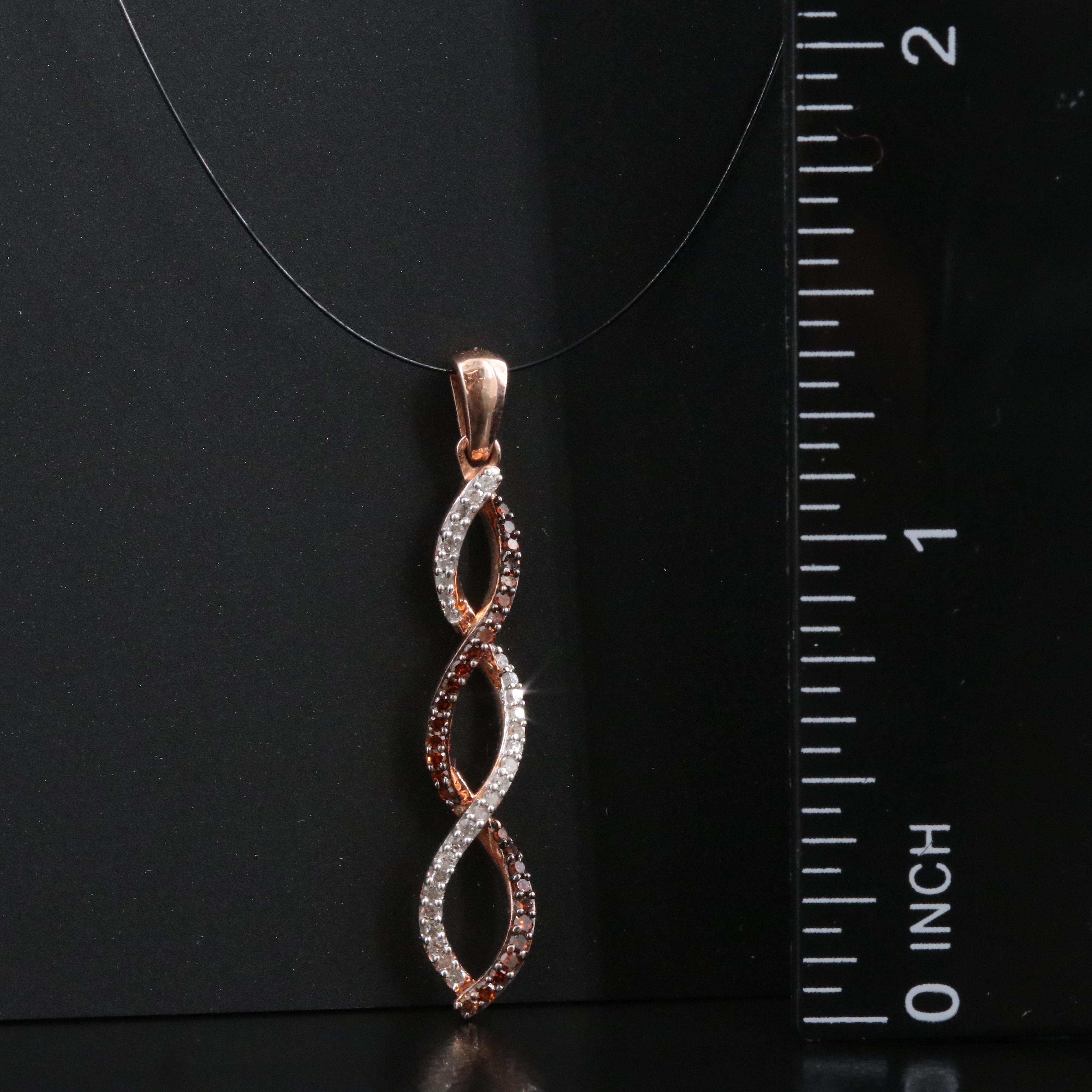10K 0.28 CTW Diamond Rose Gold Twist Pendant
