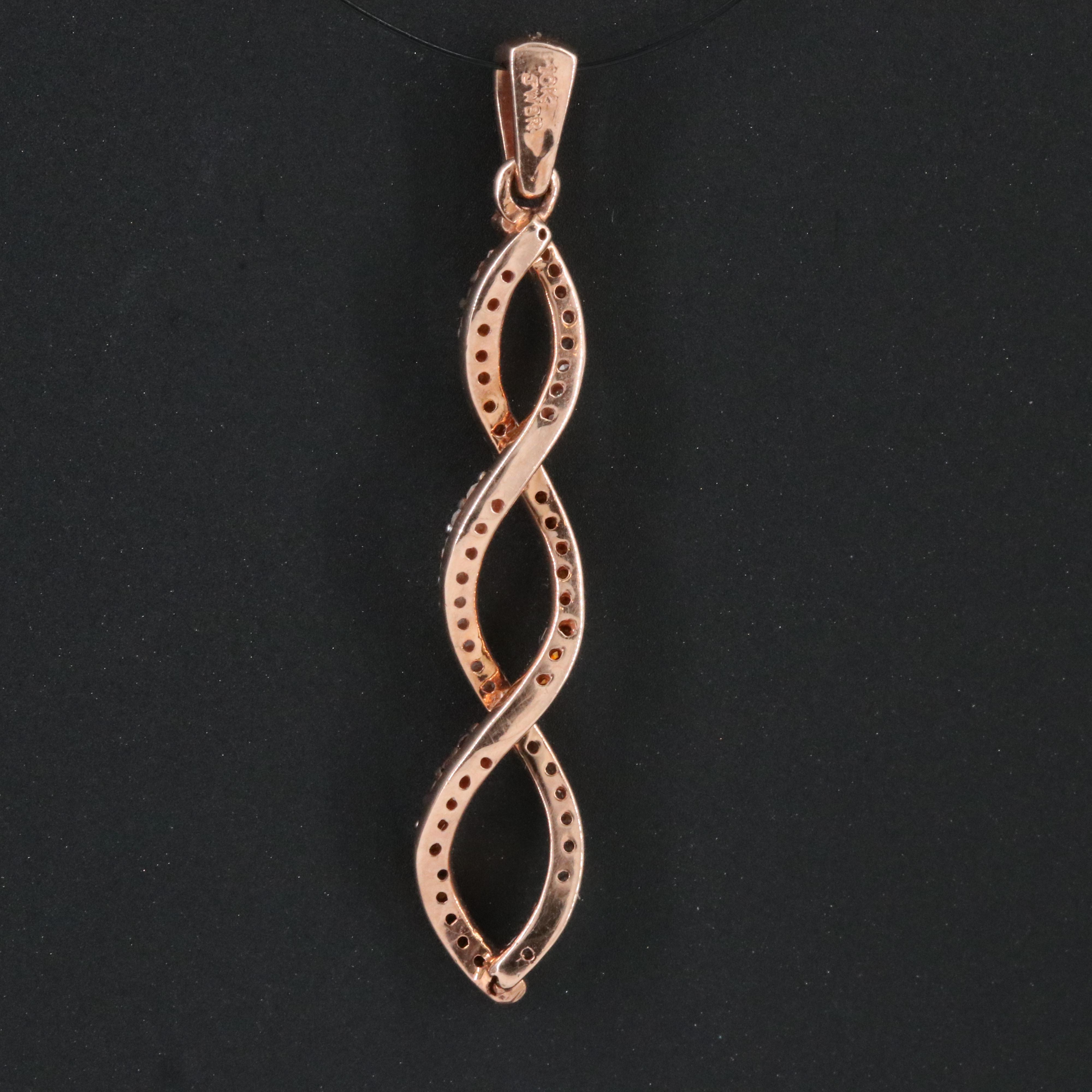 10K 0.28 CTW Diamond Rose Gold Twist Pendant