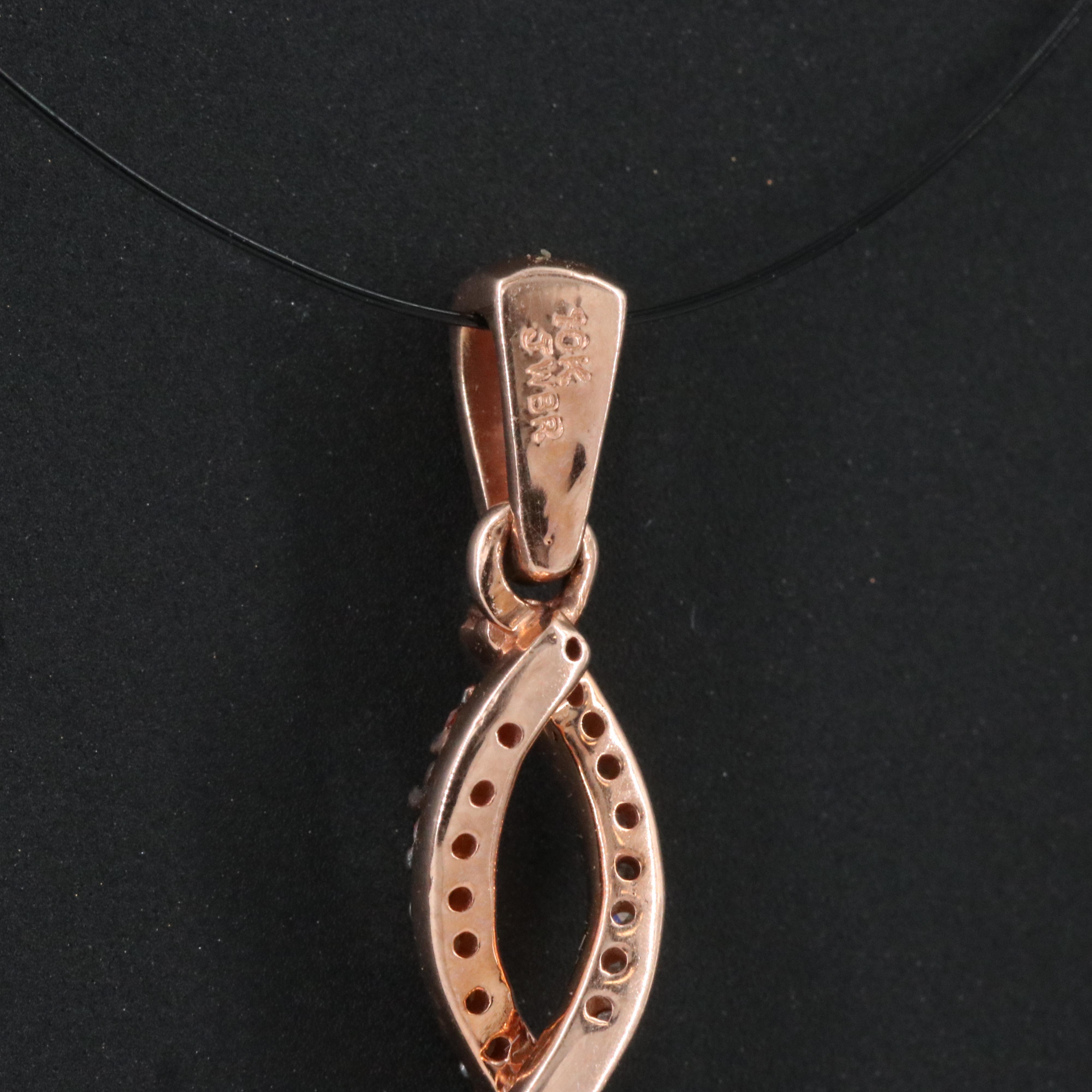 10K 0.28 CTW Diamond Rose Gold Twist Pendant