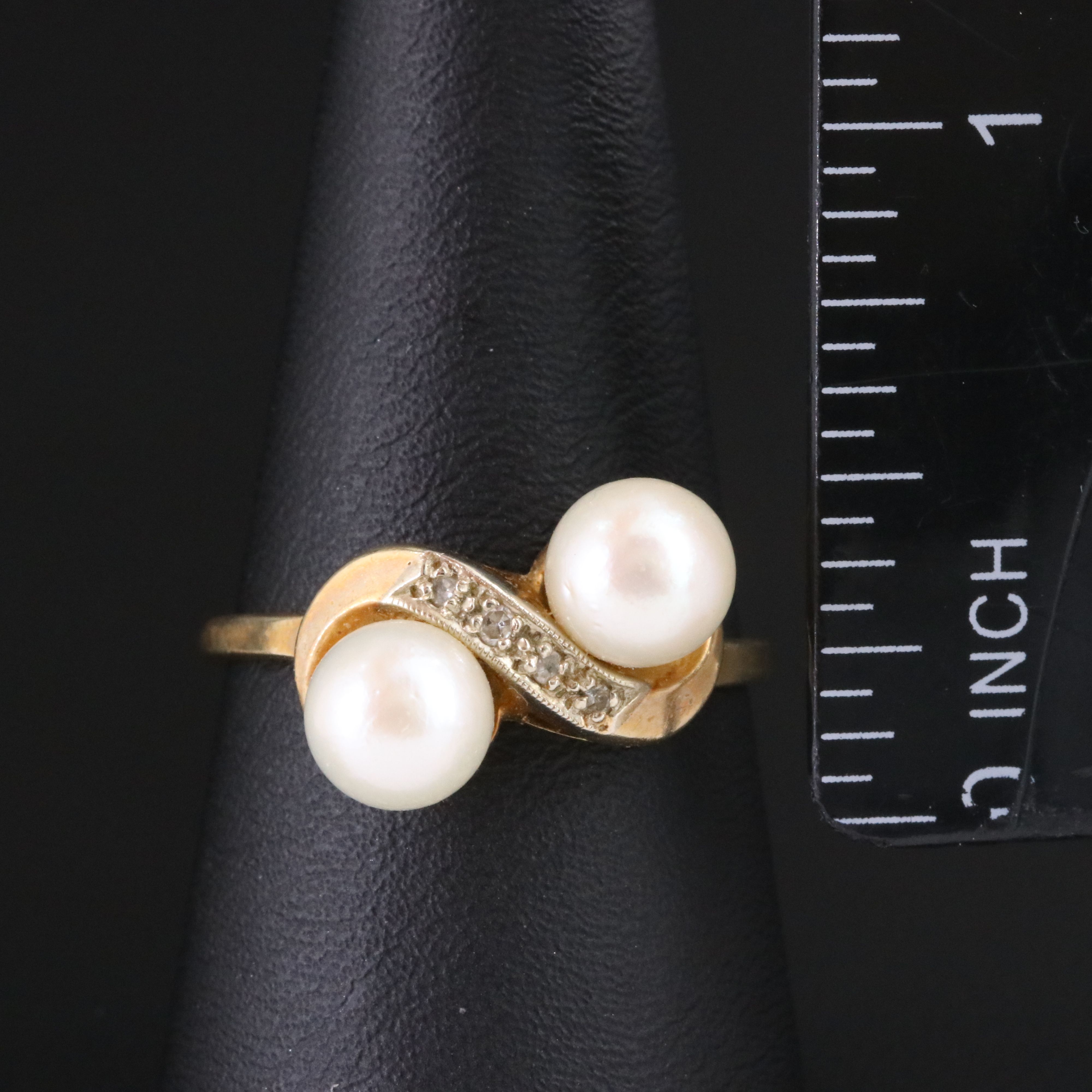 14K Pearl and Diamond Infinity Ring