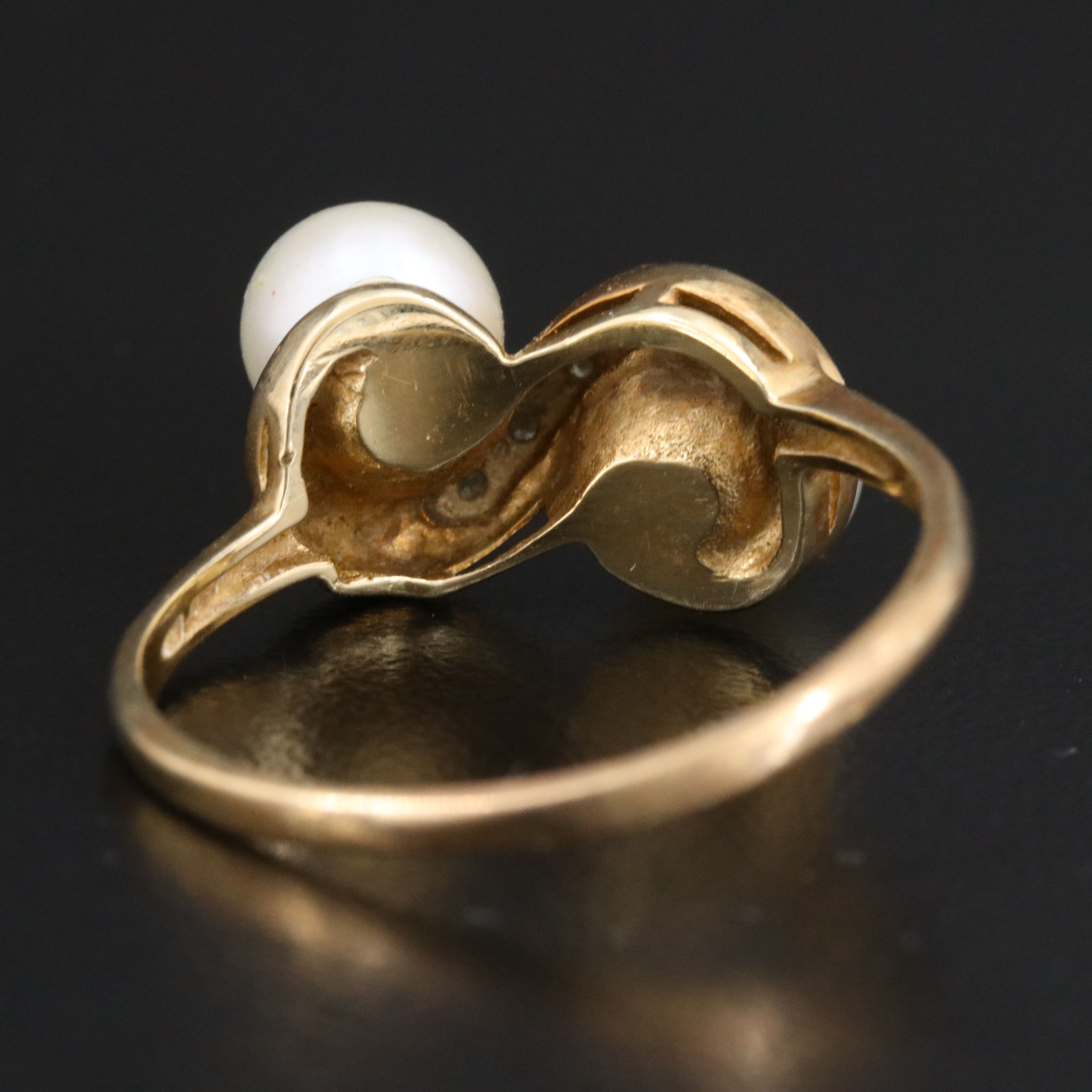 14K Pearl and Diamond Infinity Ring