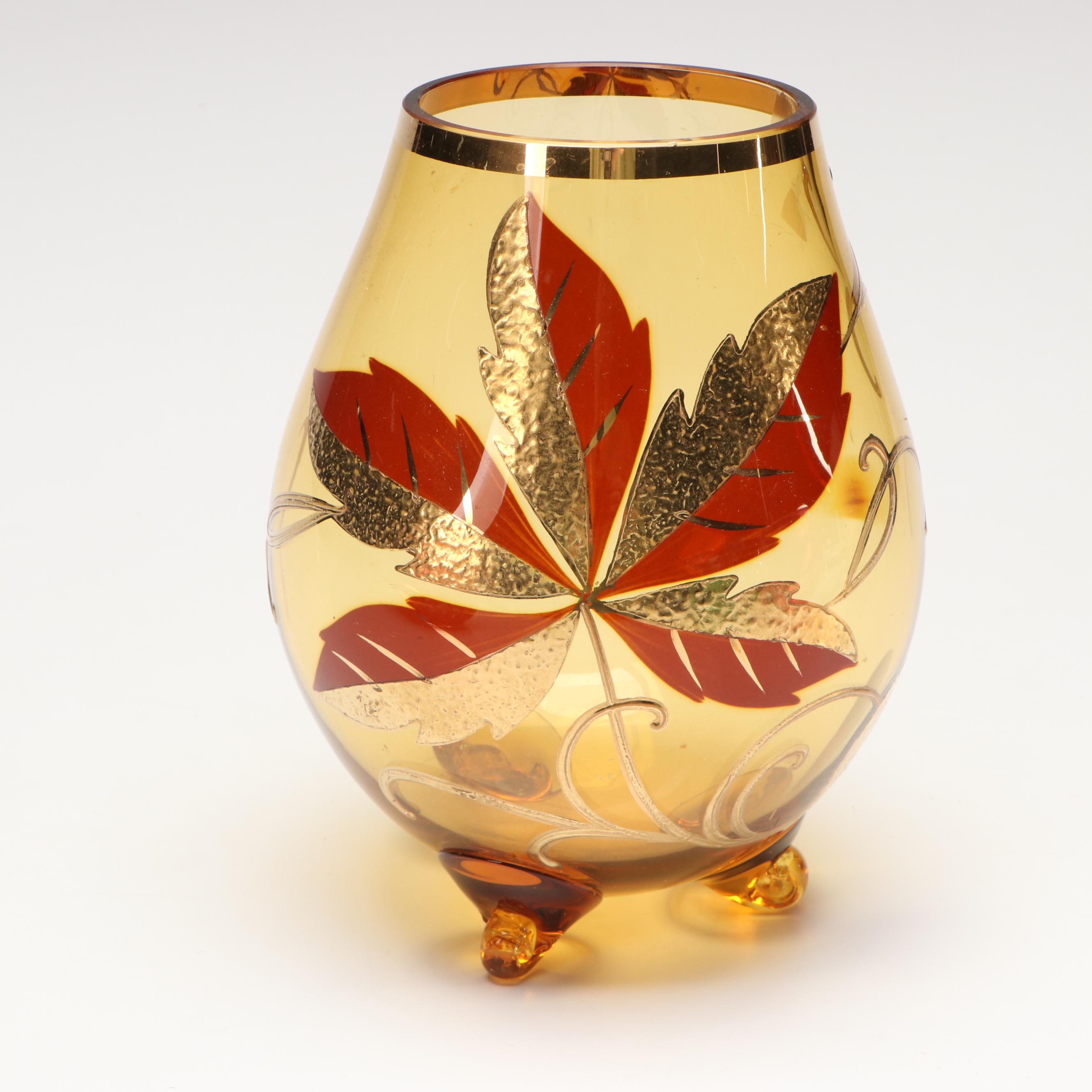 Bohemian Style Ruby Cut to Clear Bowl with Blown Glass Pitcher and Vases