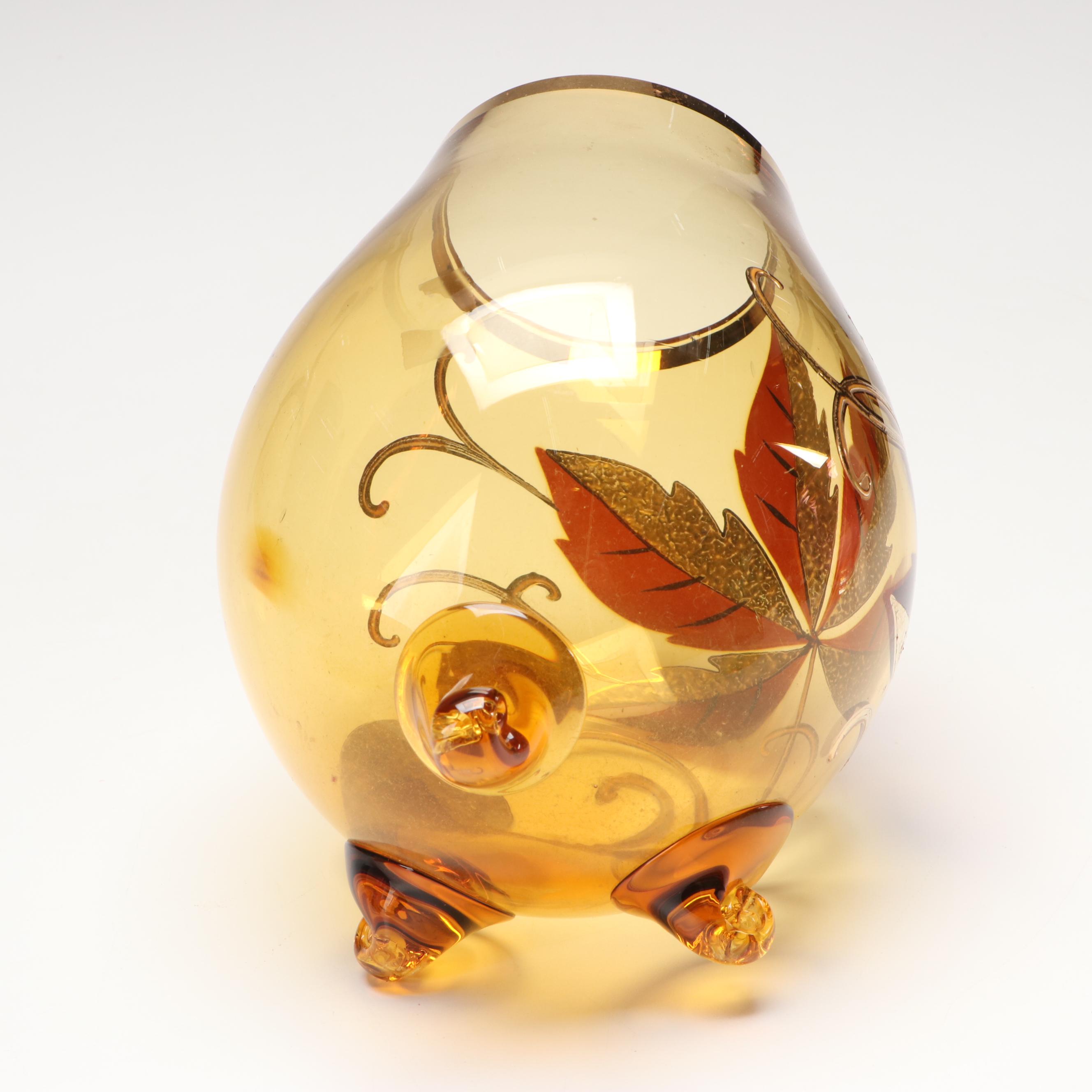 Bohemian Style Ruby Cut to Clear Bowl with Blown Glass Pitcher and Vases