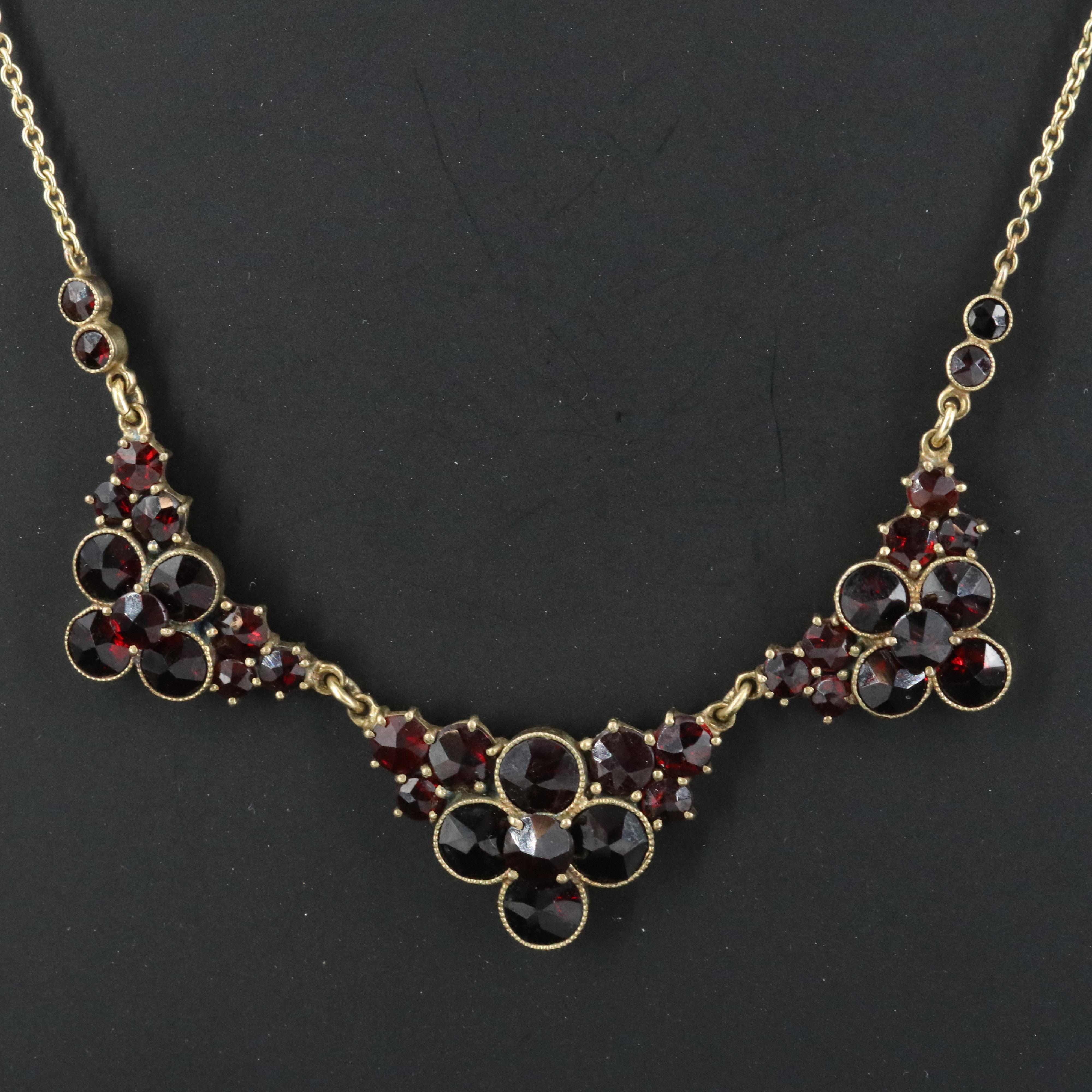 German Gold-Filled Garnet Fringe Necklace