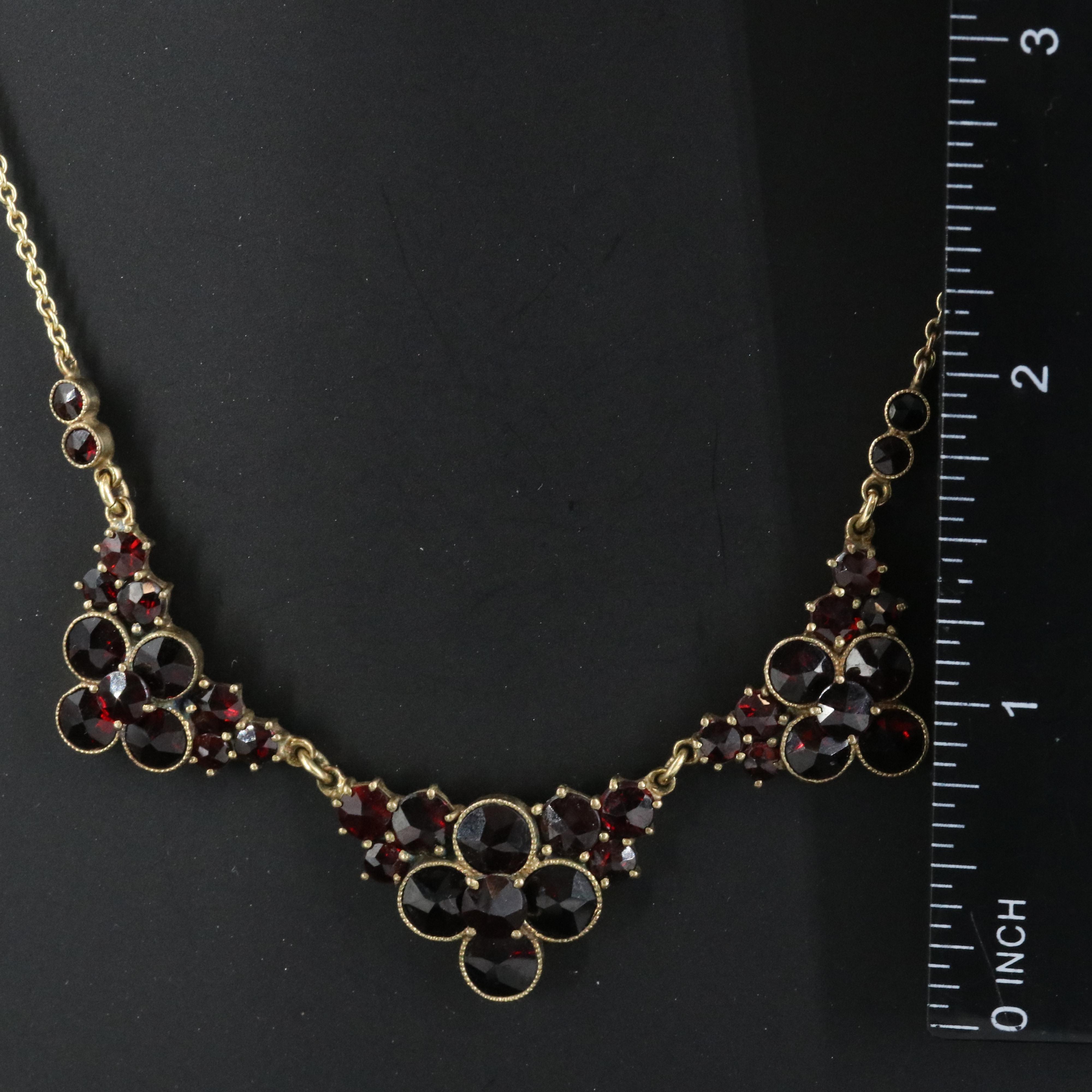German Gold-Filled Garnet Fringe Necklace