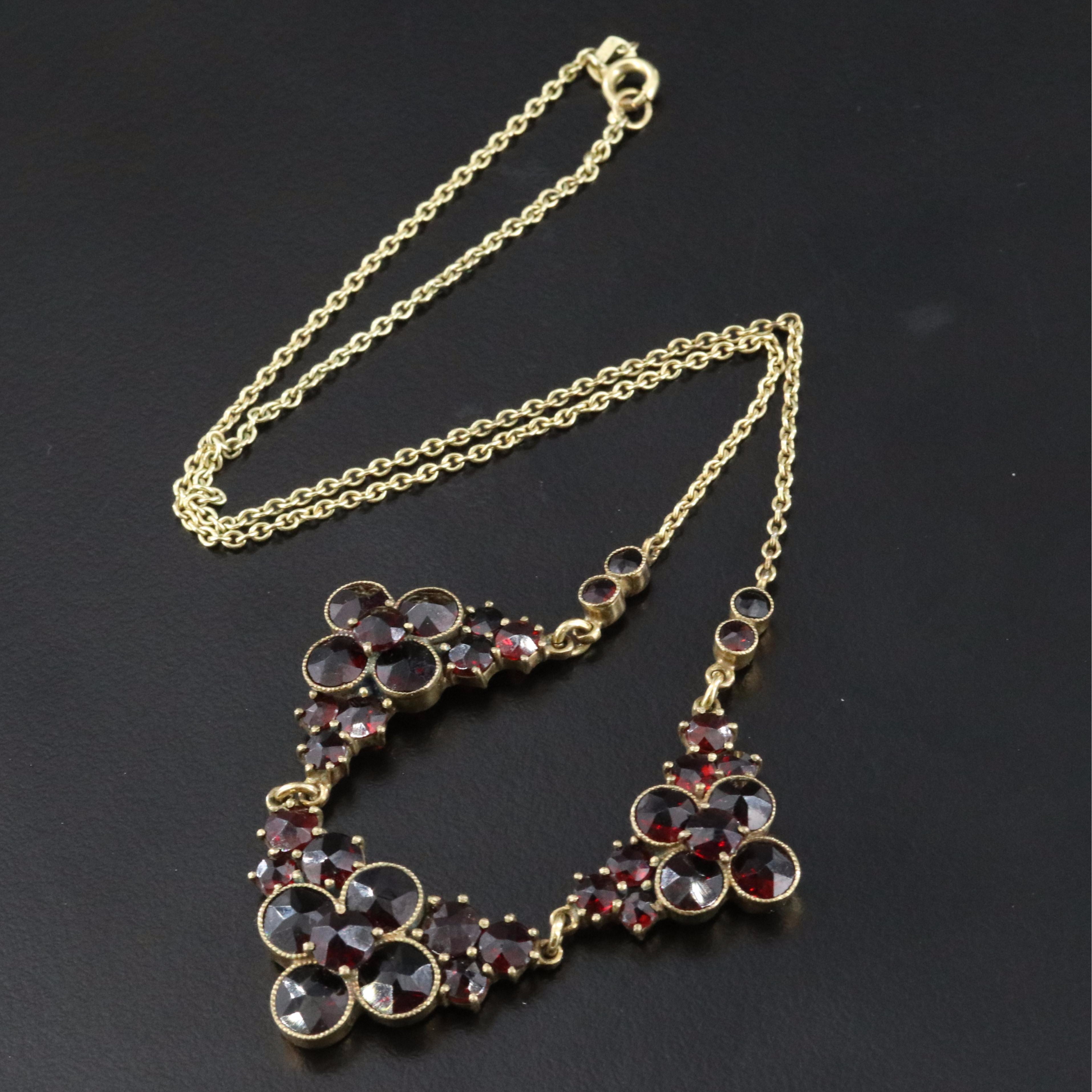 German Gold-Filled Garnet Fringe Necklace