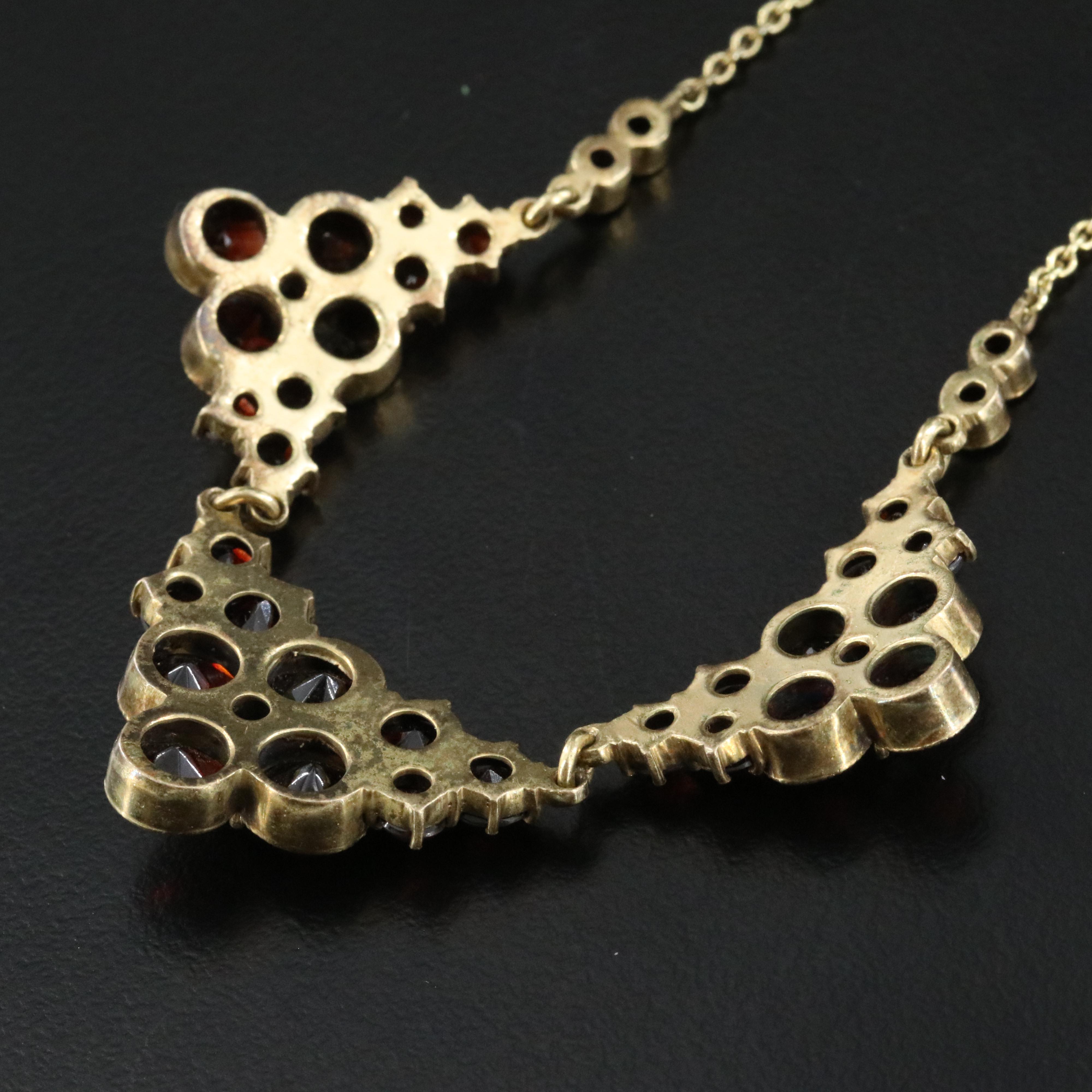 German Gold-Filled Garnet Fringe Necklace