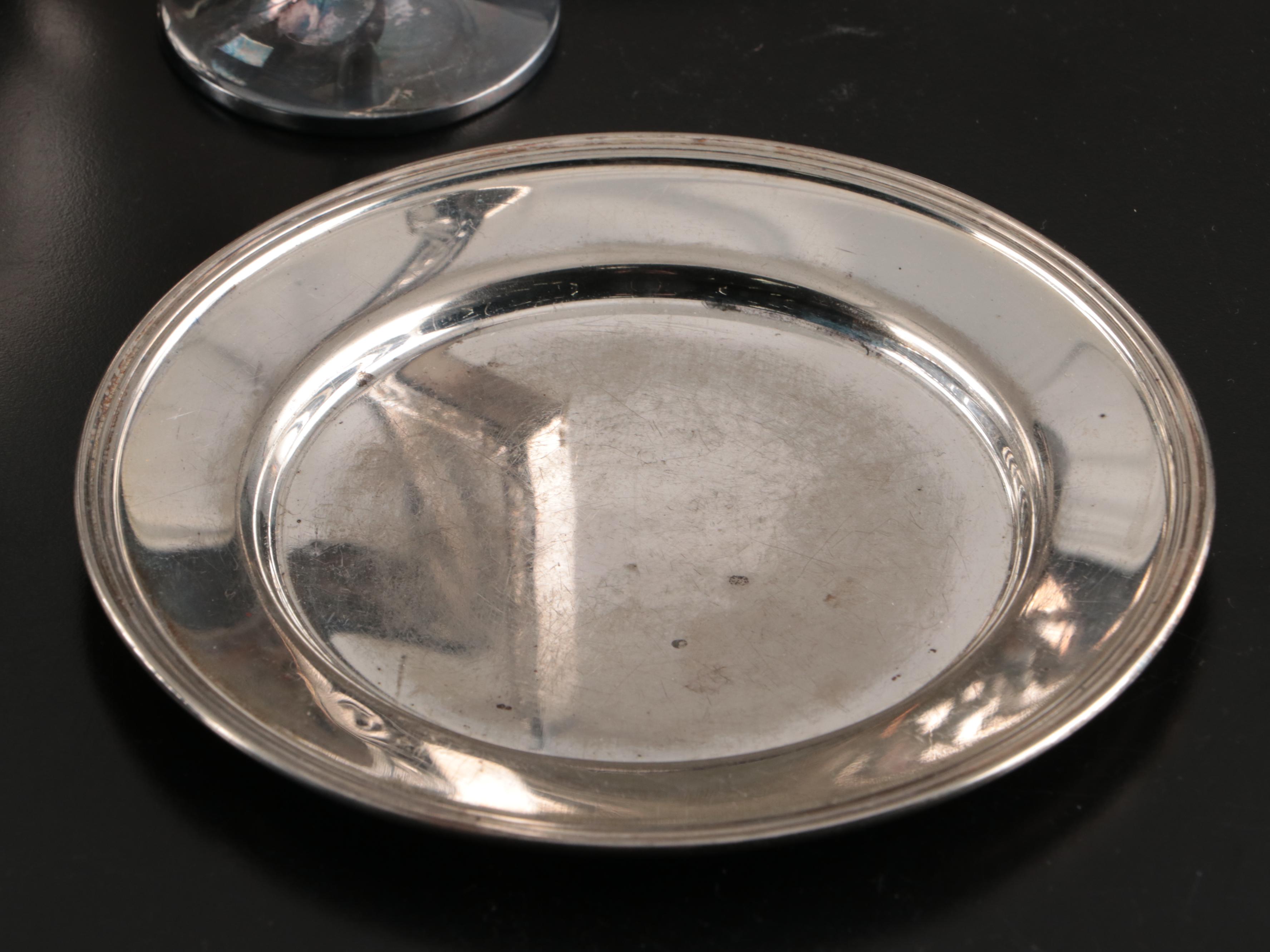 800 Silver Sugar Bowl, Etched Silver Plate Pitcher, and More Serveware