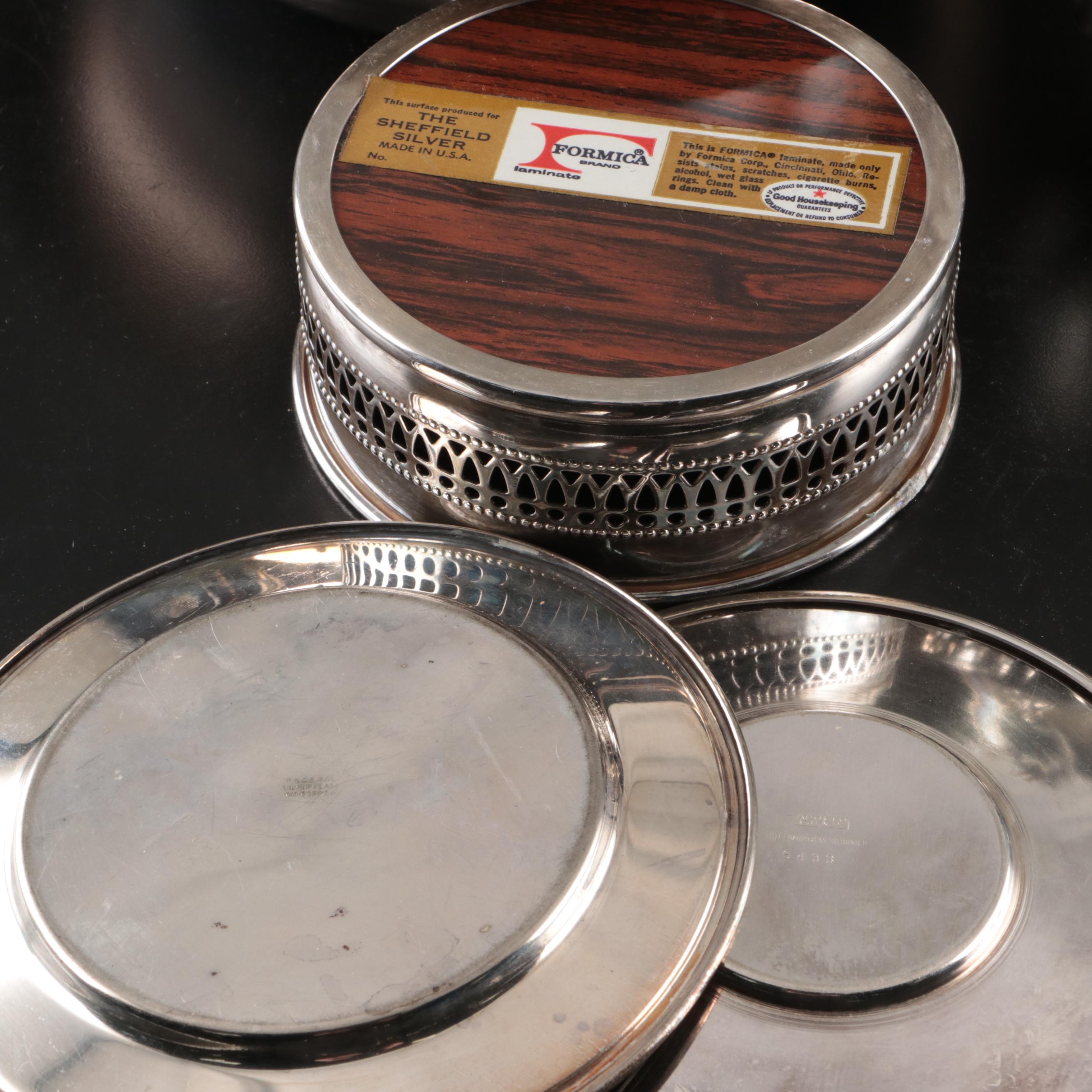 800 Silver Sugar Bowl, Etched Silver Plate Pitcher, and More Serveware