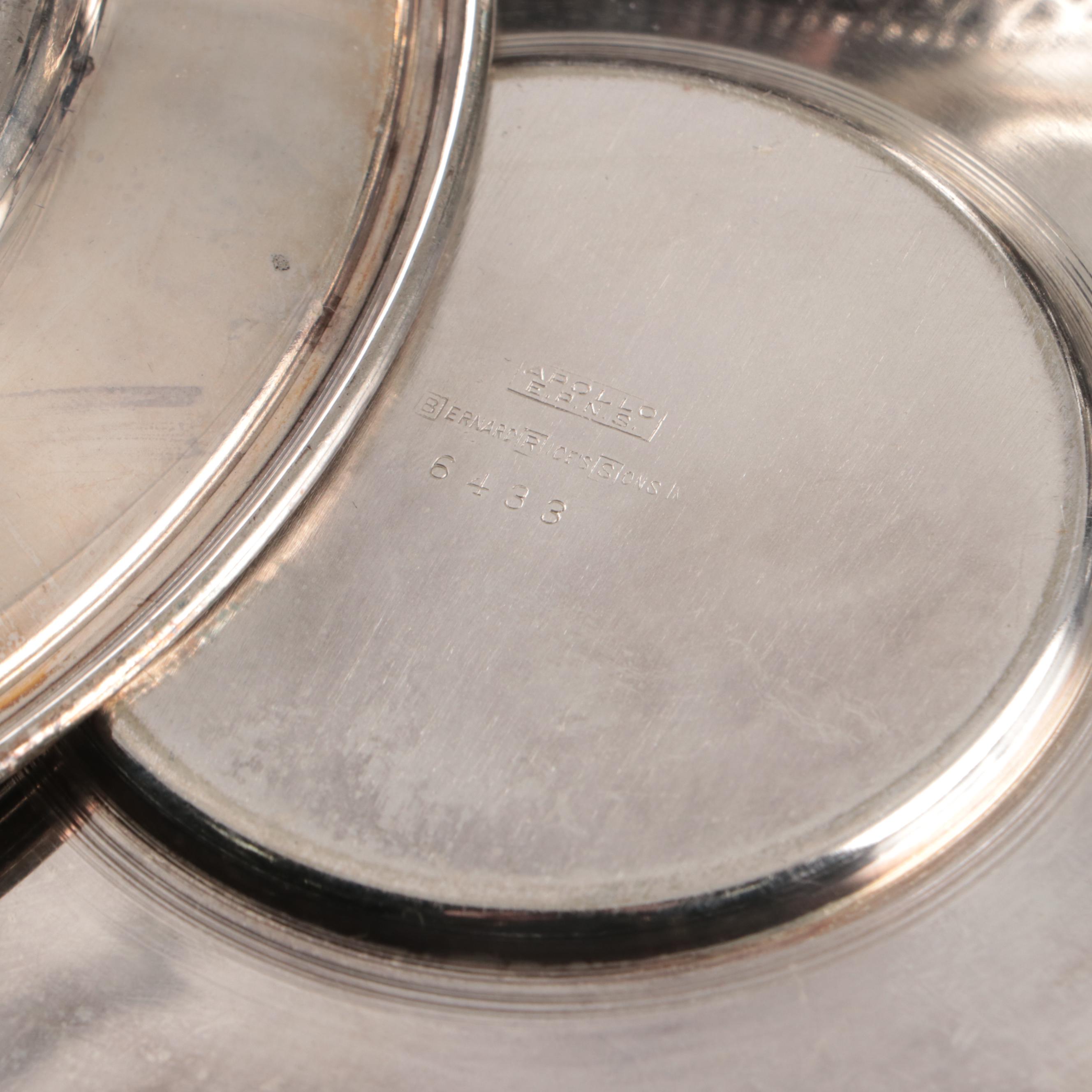 800 Silver Sugar Bowl, Etched Silver Plate Pitcher, and More Serveware