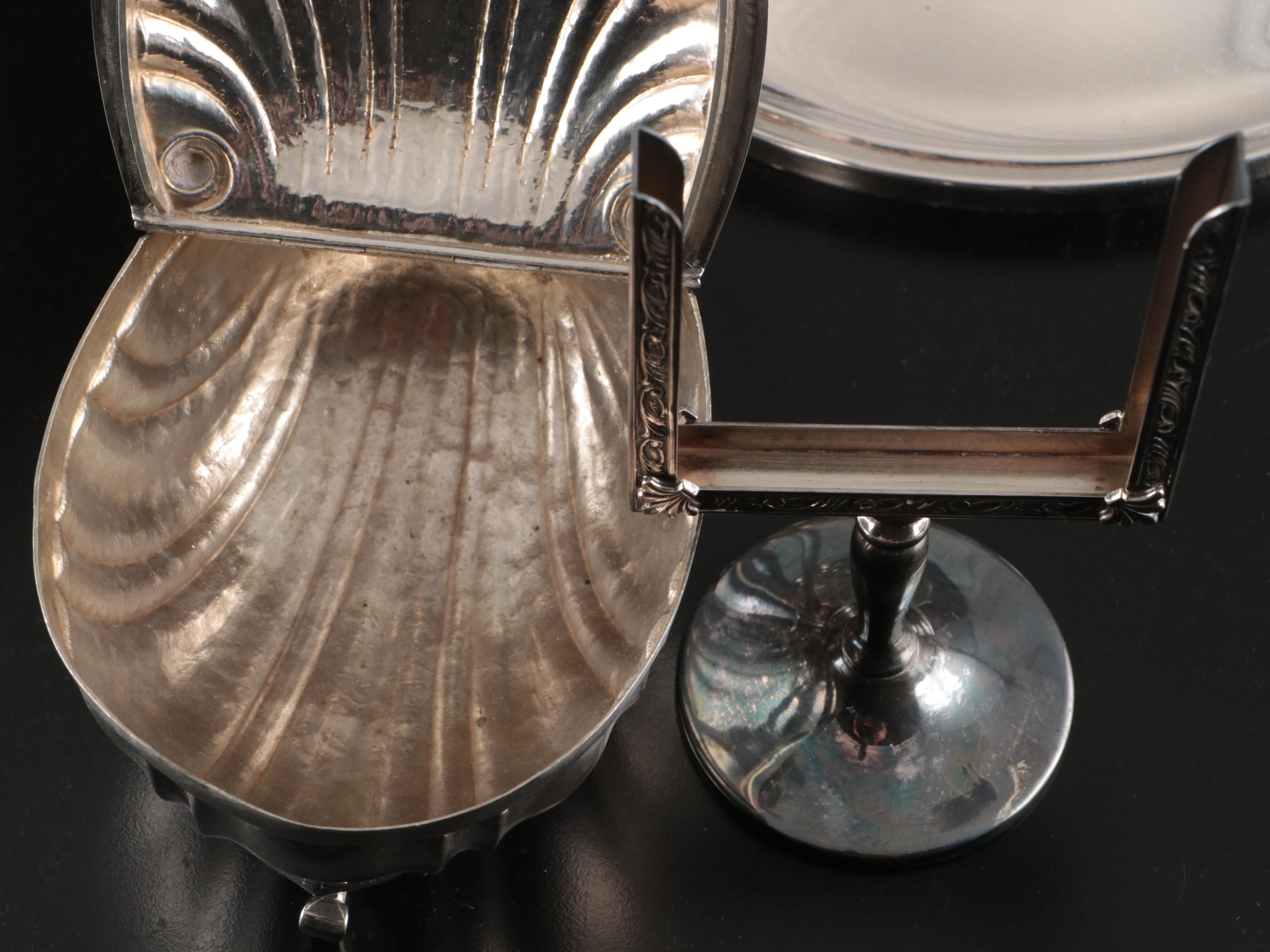 800 Silver Sugar Bowl, Etched Silver Plate Pitcher, and More Serveware