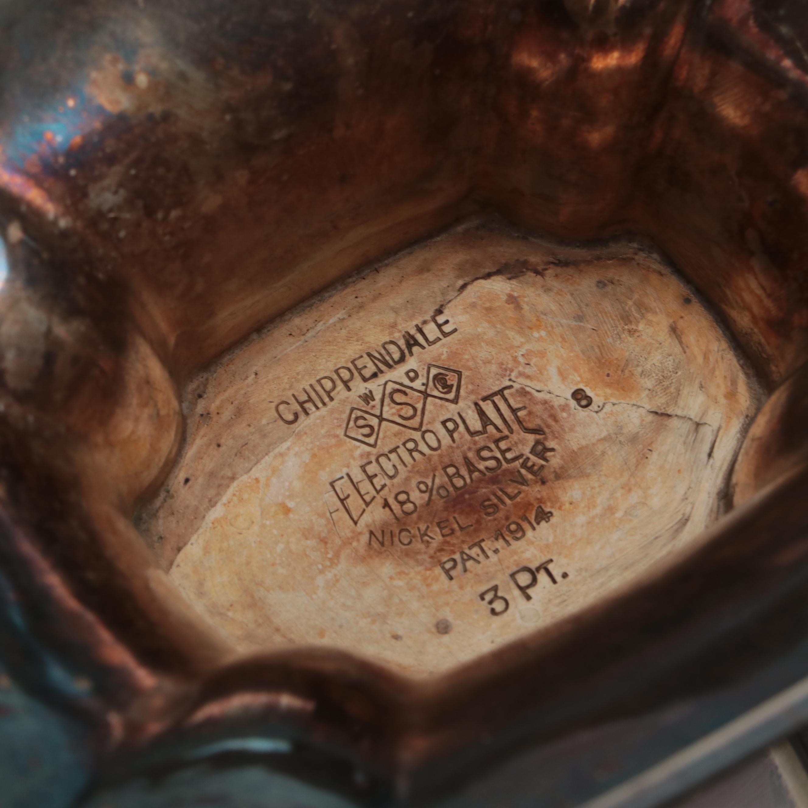 800 Silver Sugar Bowl, Etched Silver Plate Pitcher, and More Serveware