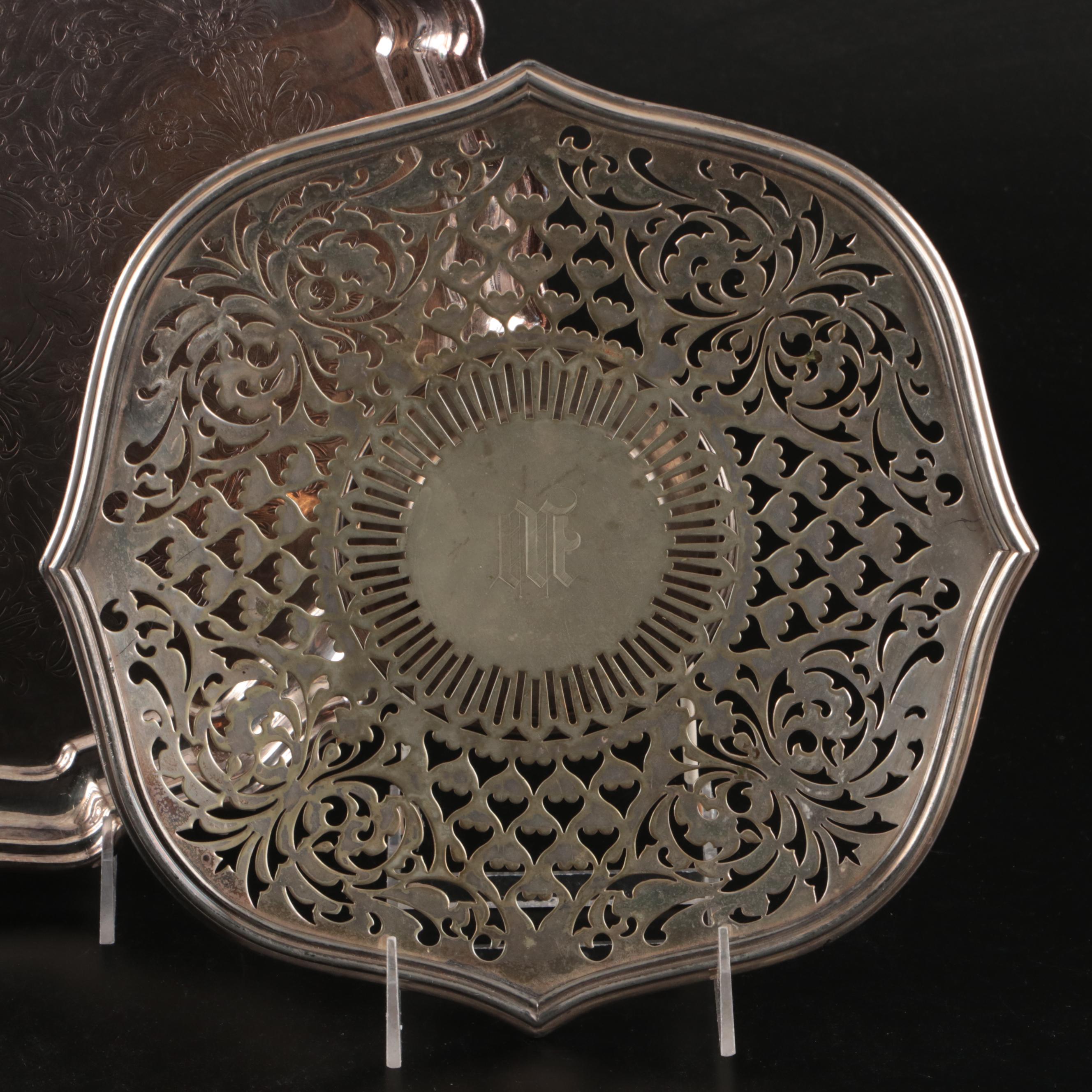 800 Silver Sugar Bowl, Etched Silver Plate Pitcher, and More Serveware