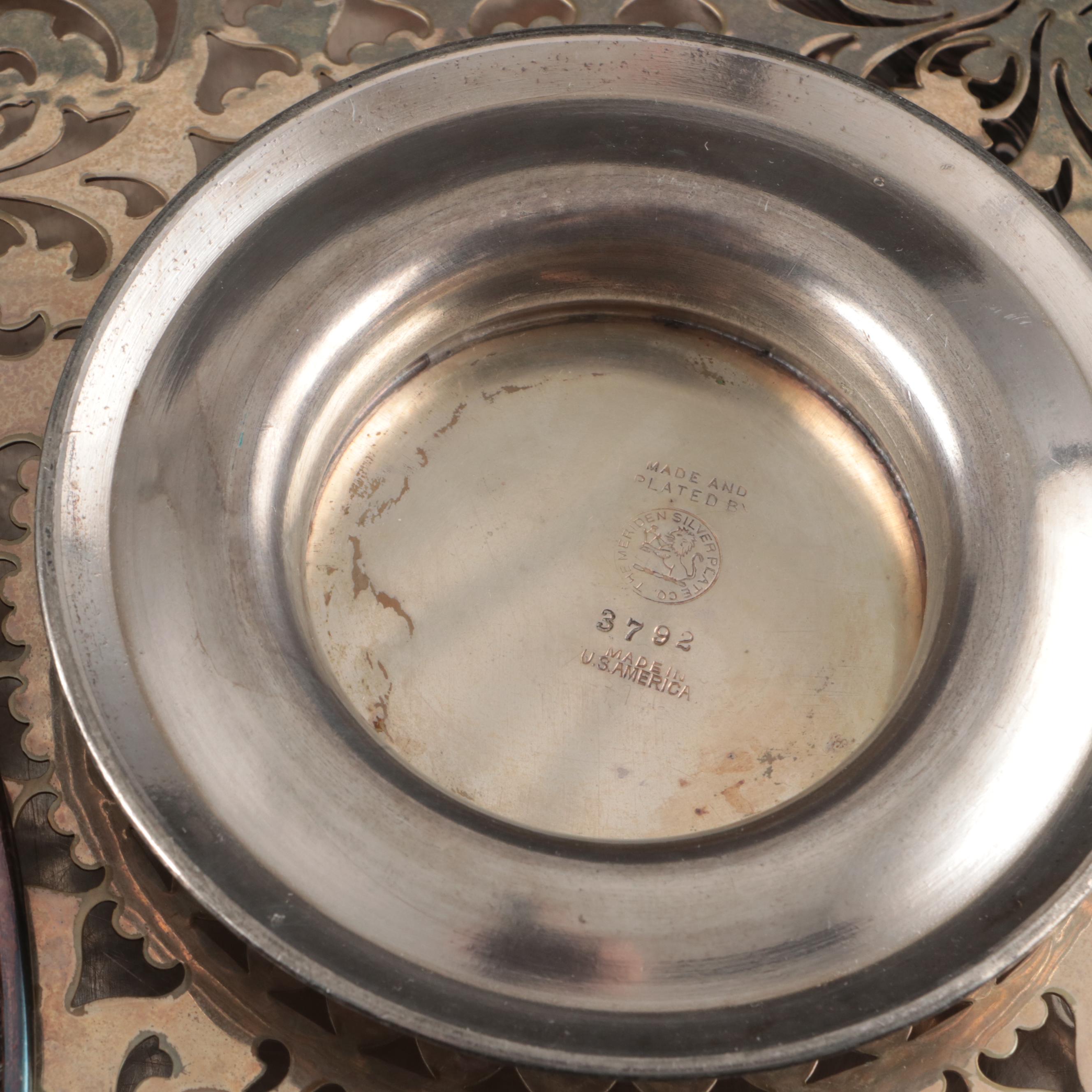 800 Silver Sugar Bowl, Etched Silver Plate Pitcher, and More Serveware