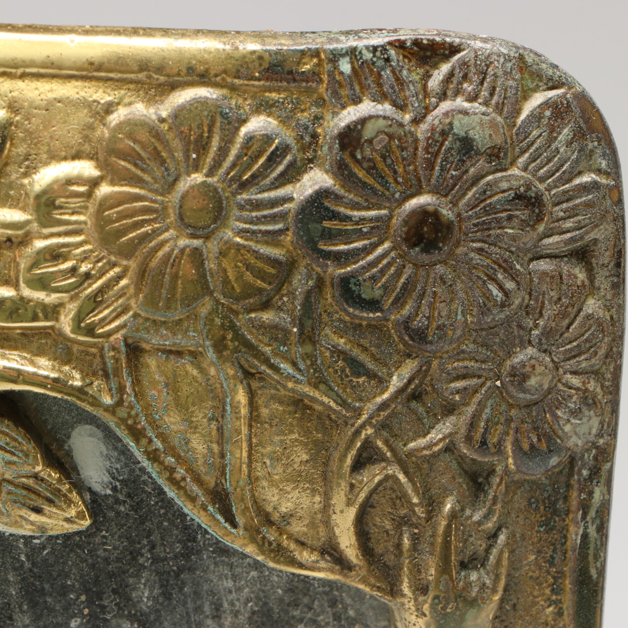 Art Nouveau Style Brass Easel Mirror