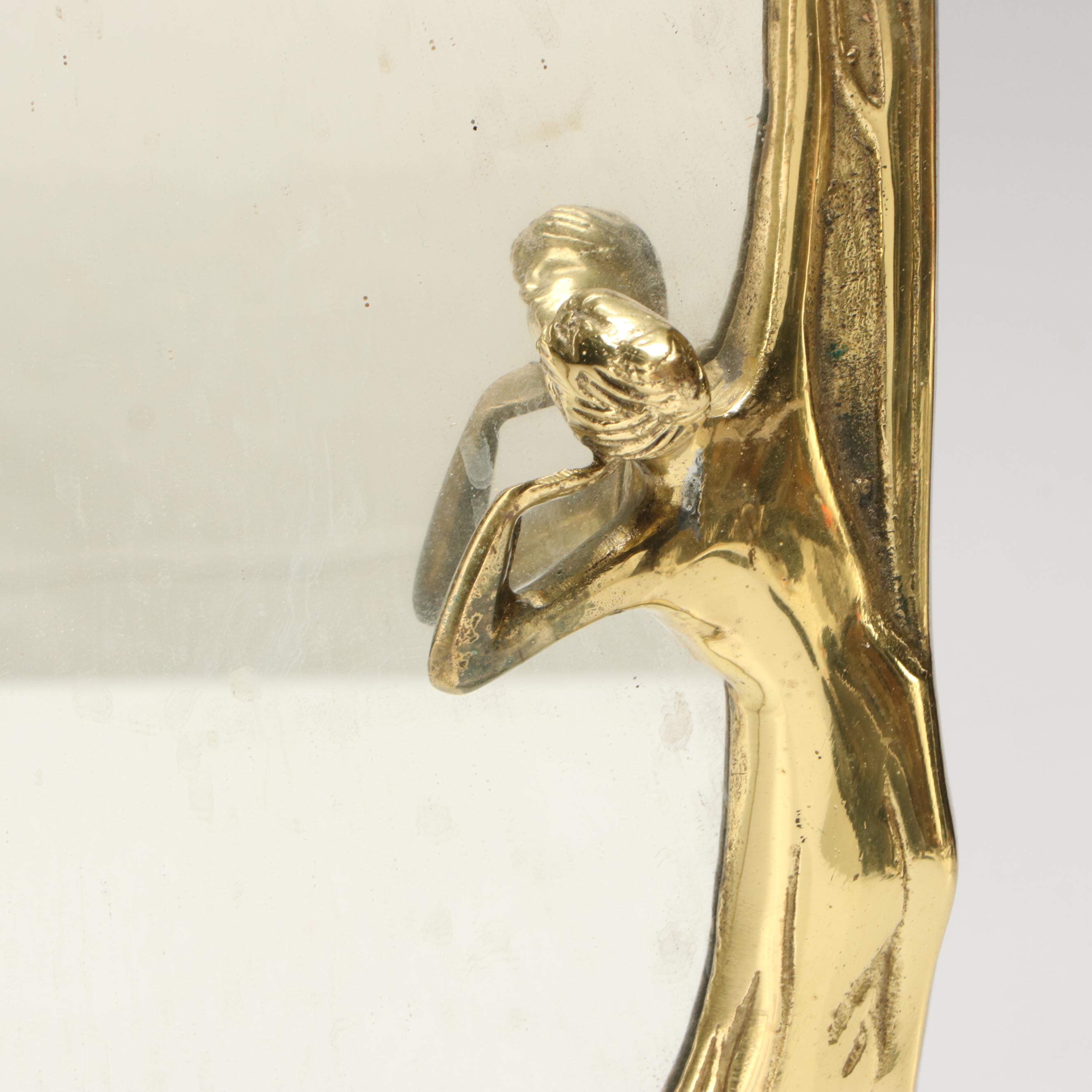 Art Nouveau Style Brass Easel Mirror