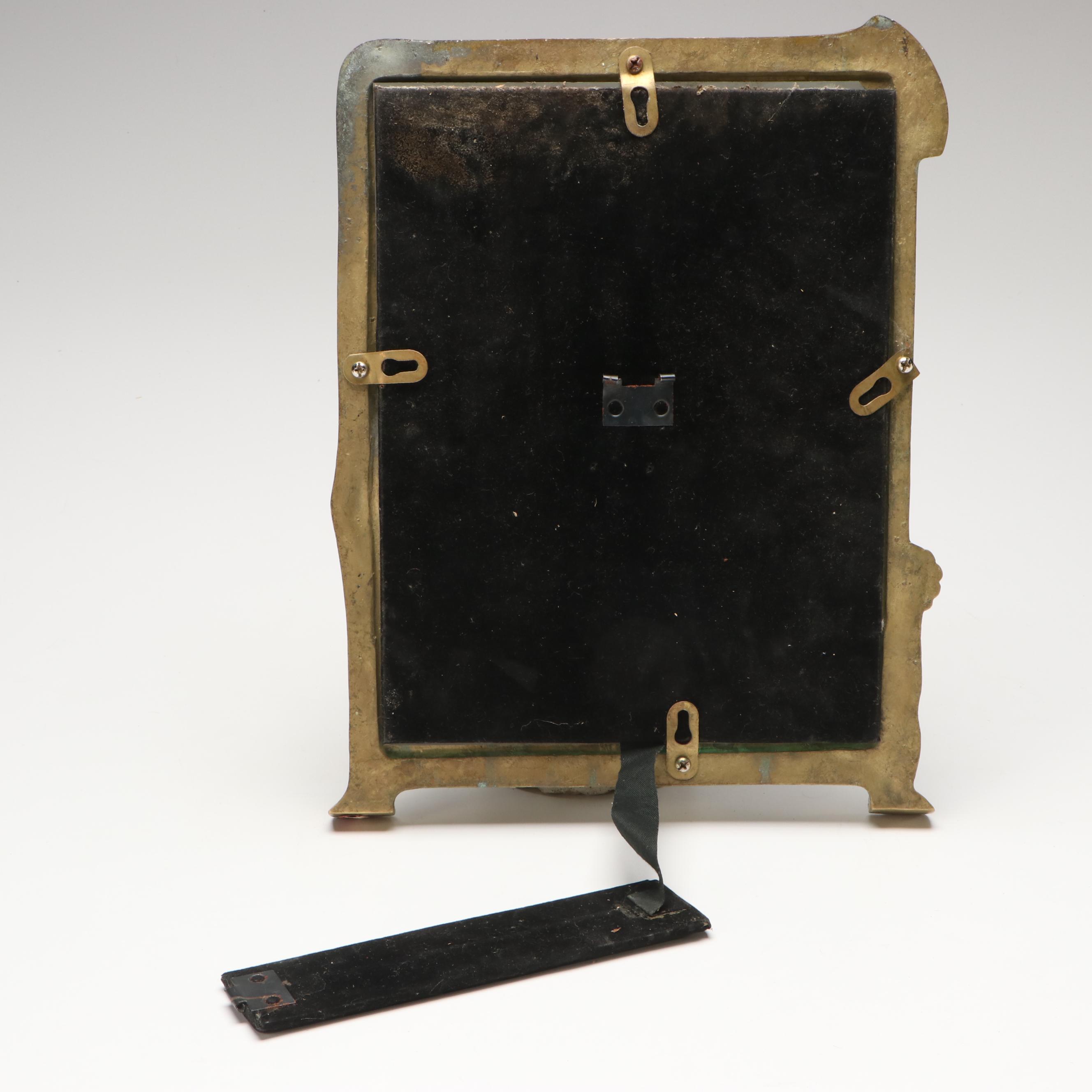 Art Nouveau Style Brass Easel Mirror