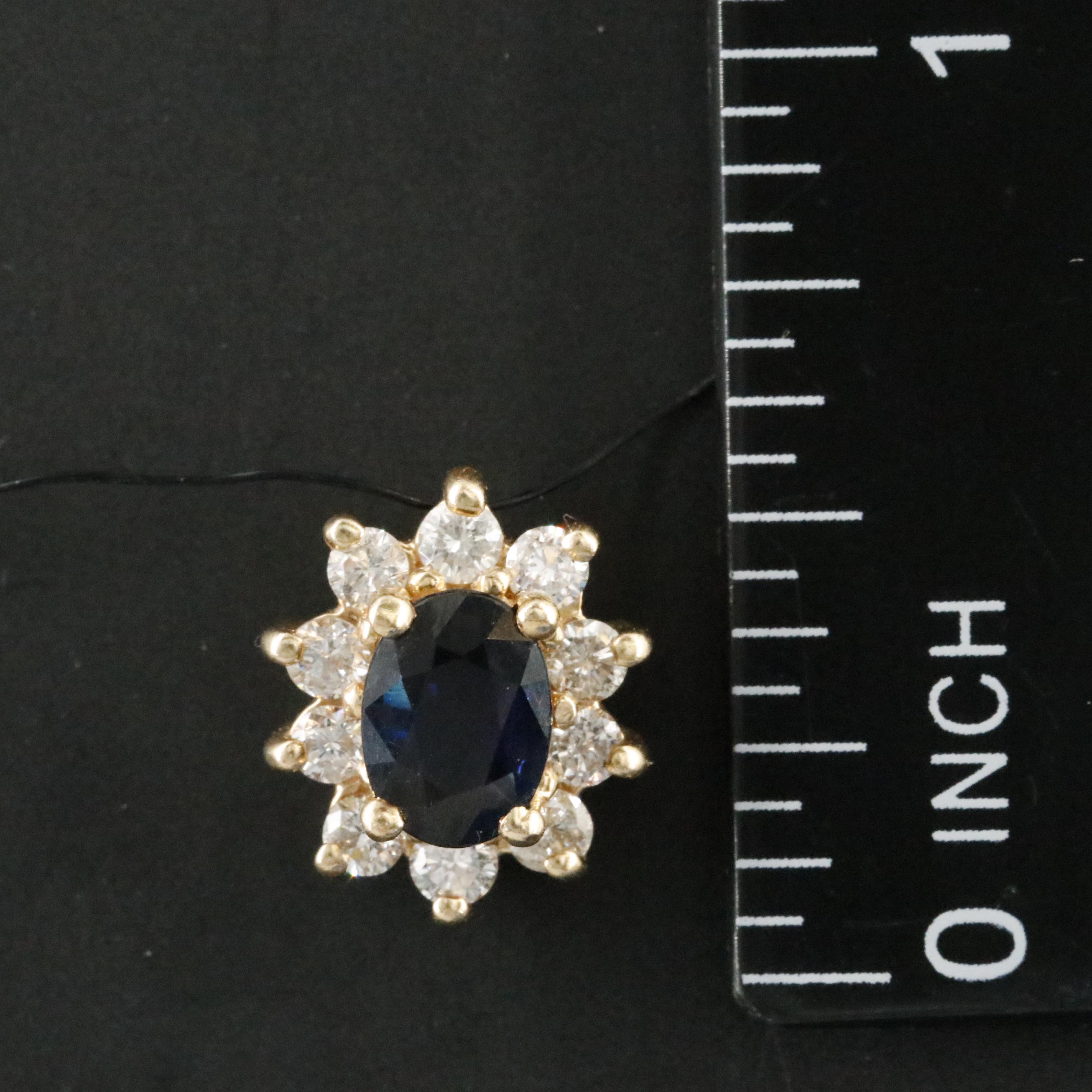 14K Sapphire and Diamond Halo Pendant