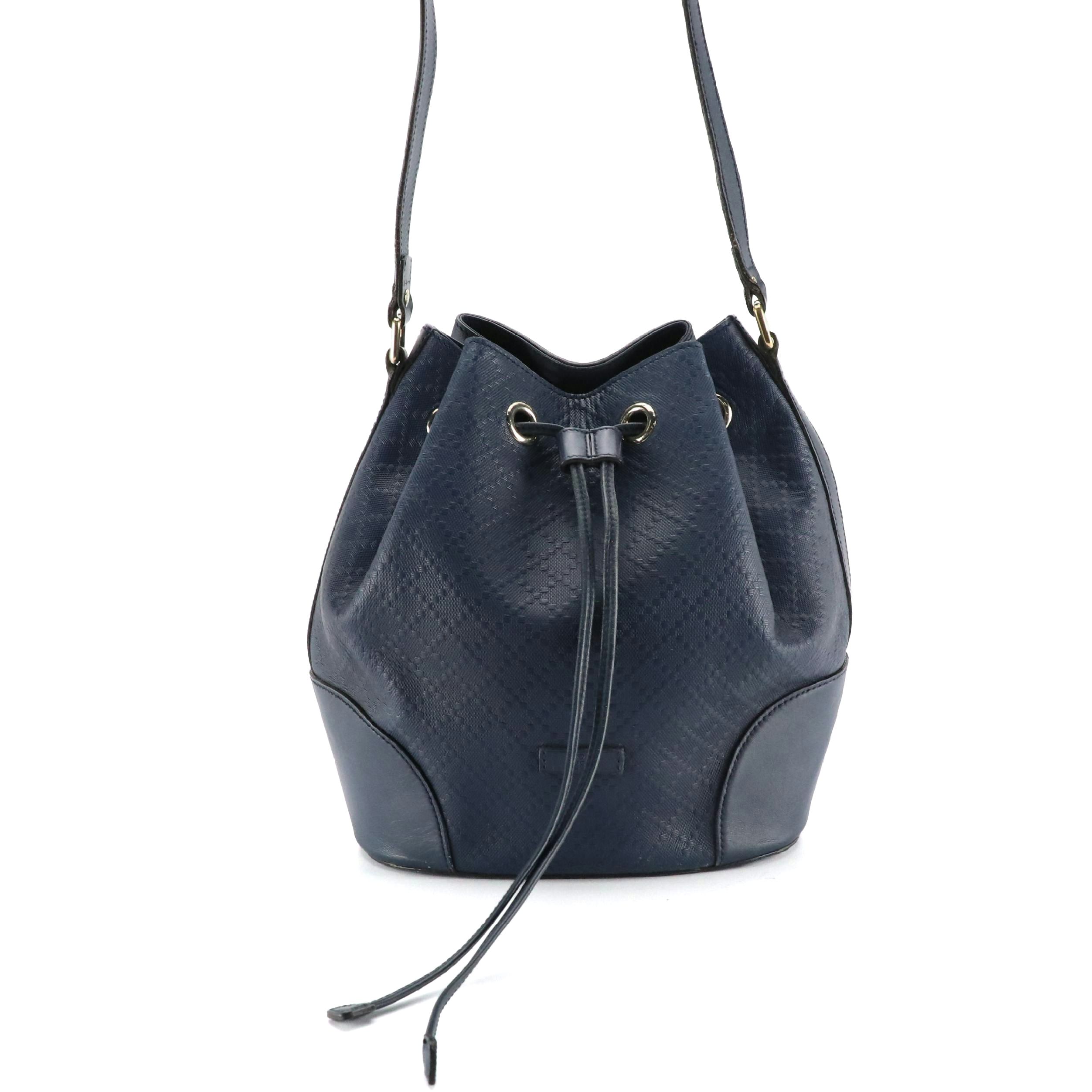 Gucci Bucket Bag in Navy Bright Diamante Embossed Leather