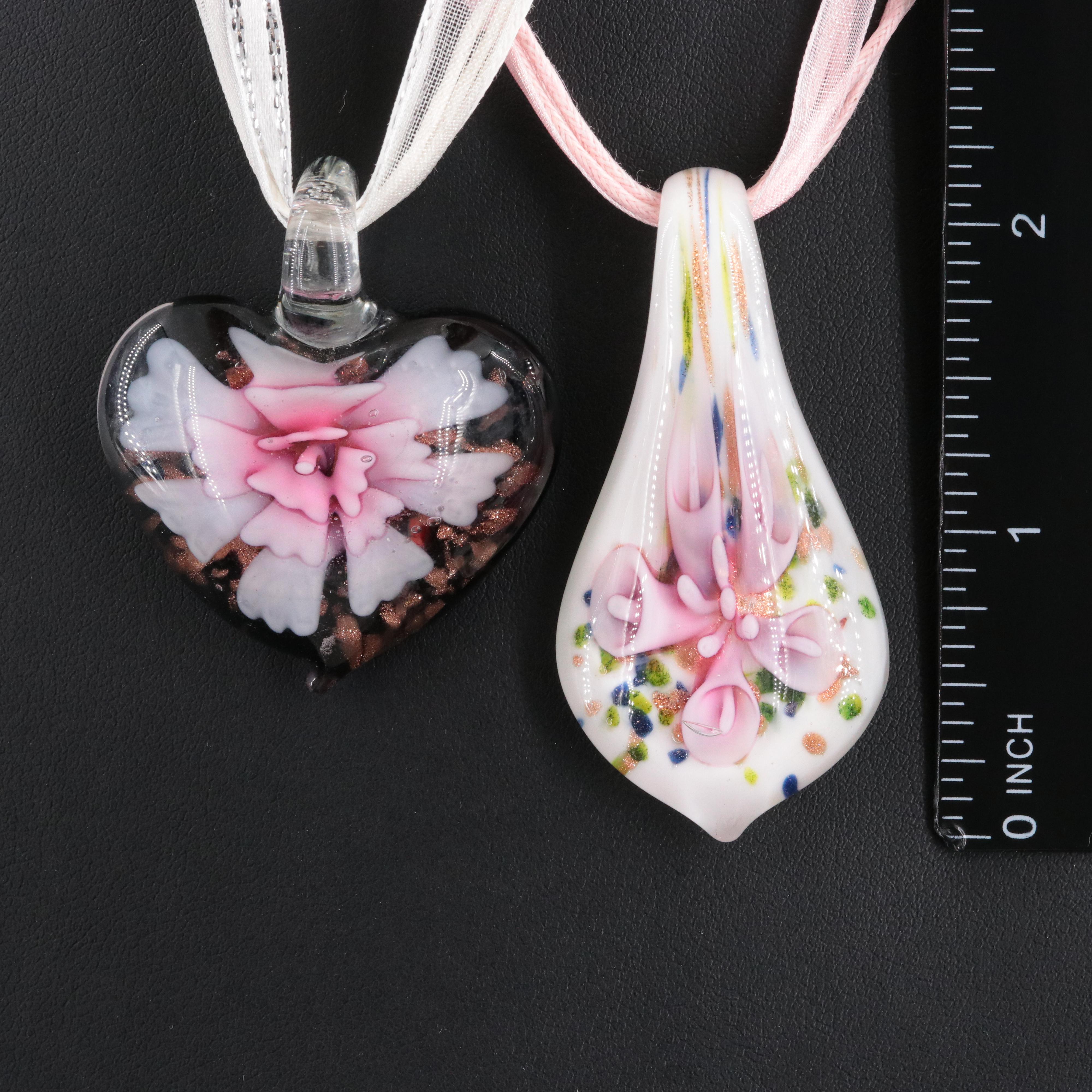 Floral Glass Pendant Necklace