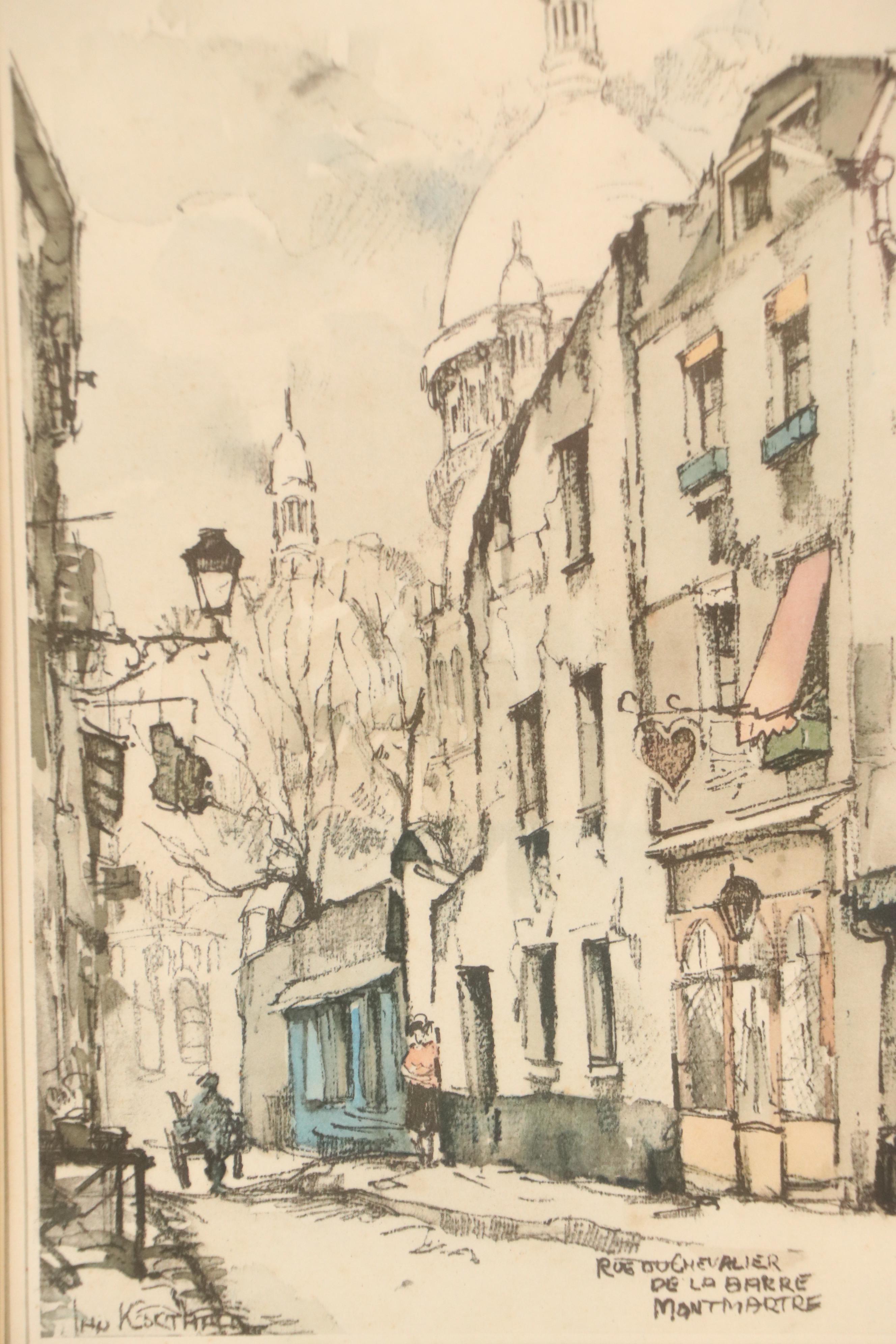 Offset Lithograph After Jan Korthals "Ru du Chevalier de la Barre Montmartre"