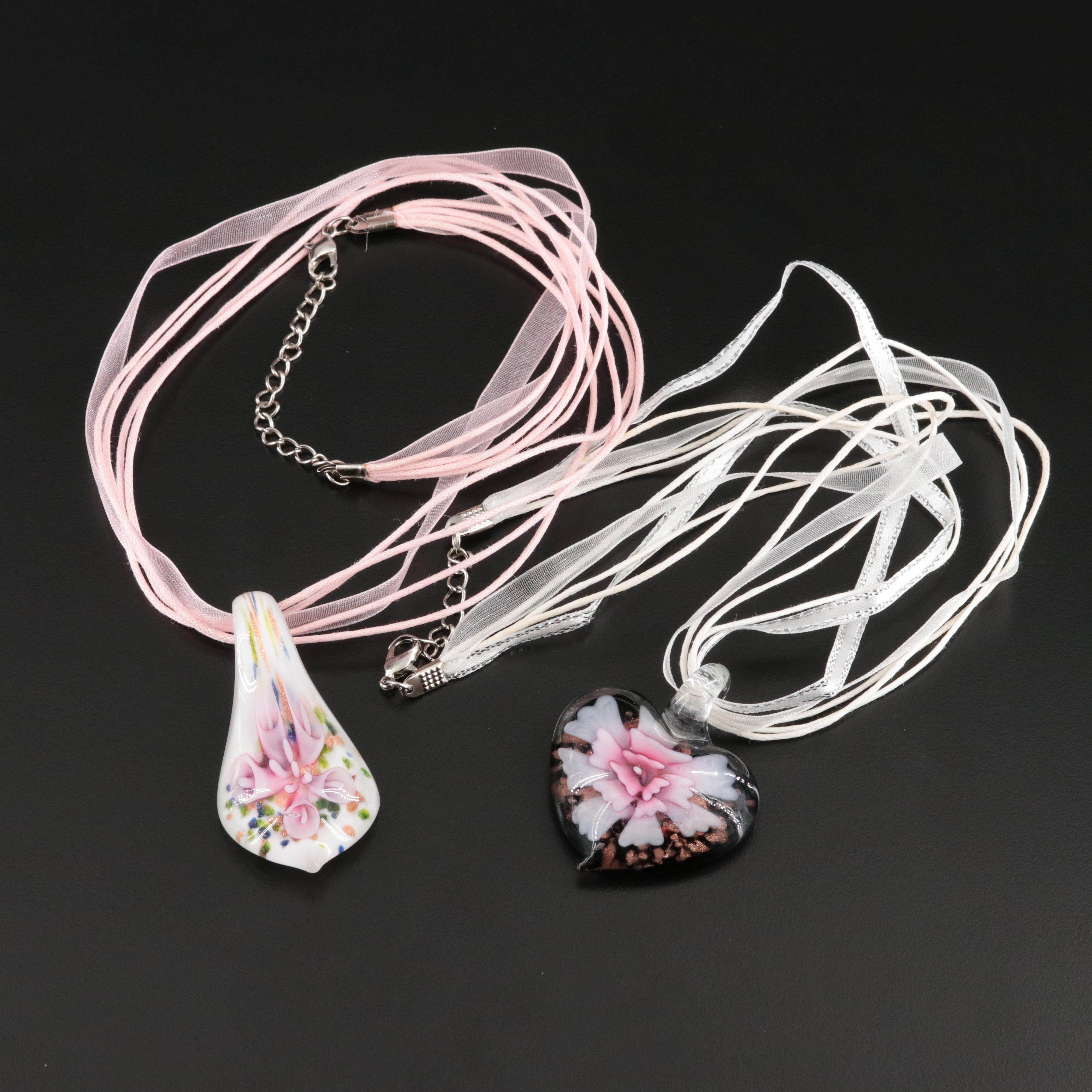 Floral Glass Pendant Necklace