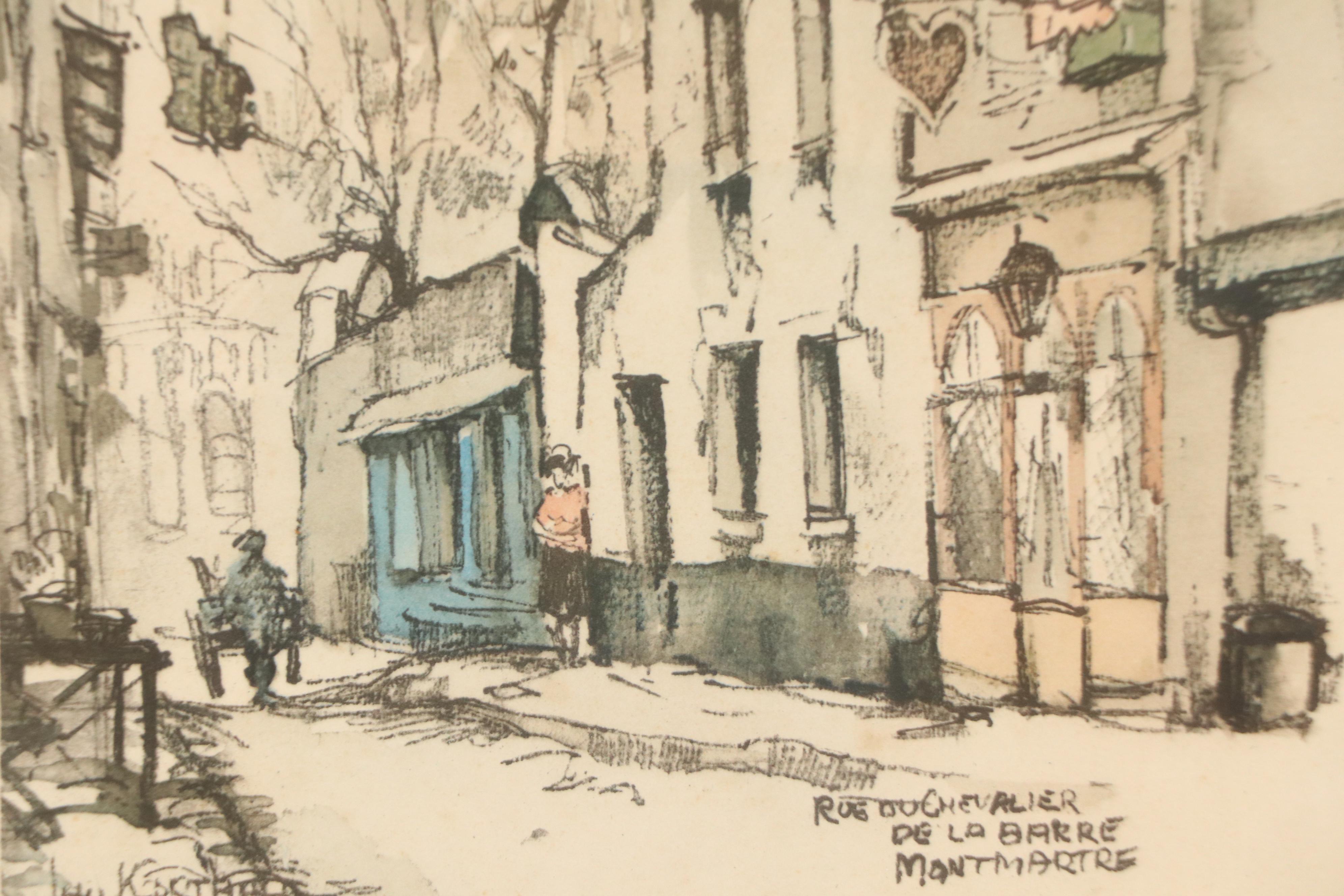 Offset Lithograph After Jan Korthals "Ru du Chevalier de la Barre Montmartre"