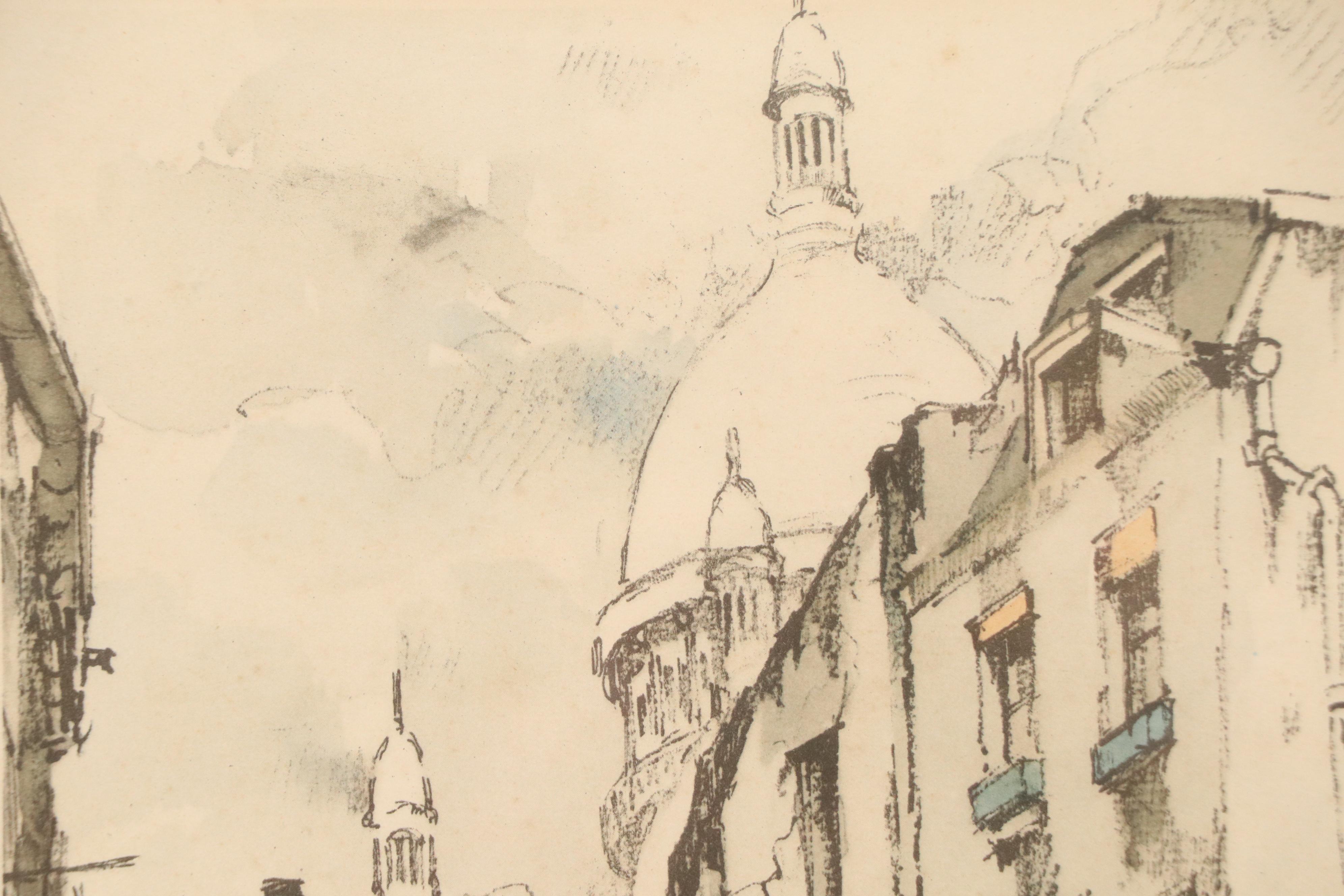 Offset Lithograph After Jan Korthals "Ru du Chevalier de la Barre Montmartre"