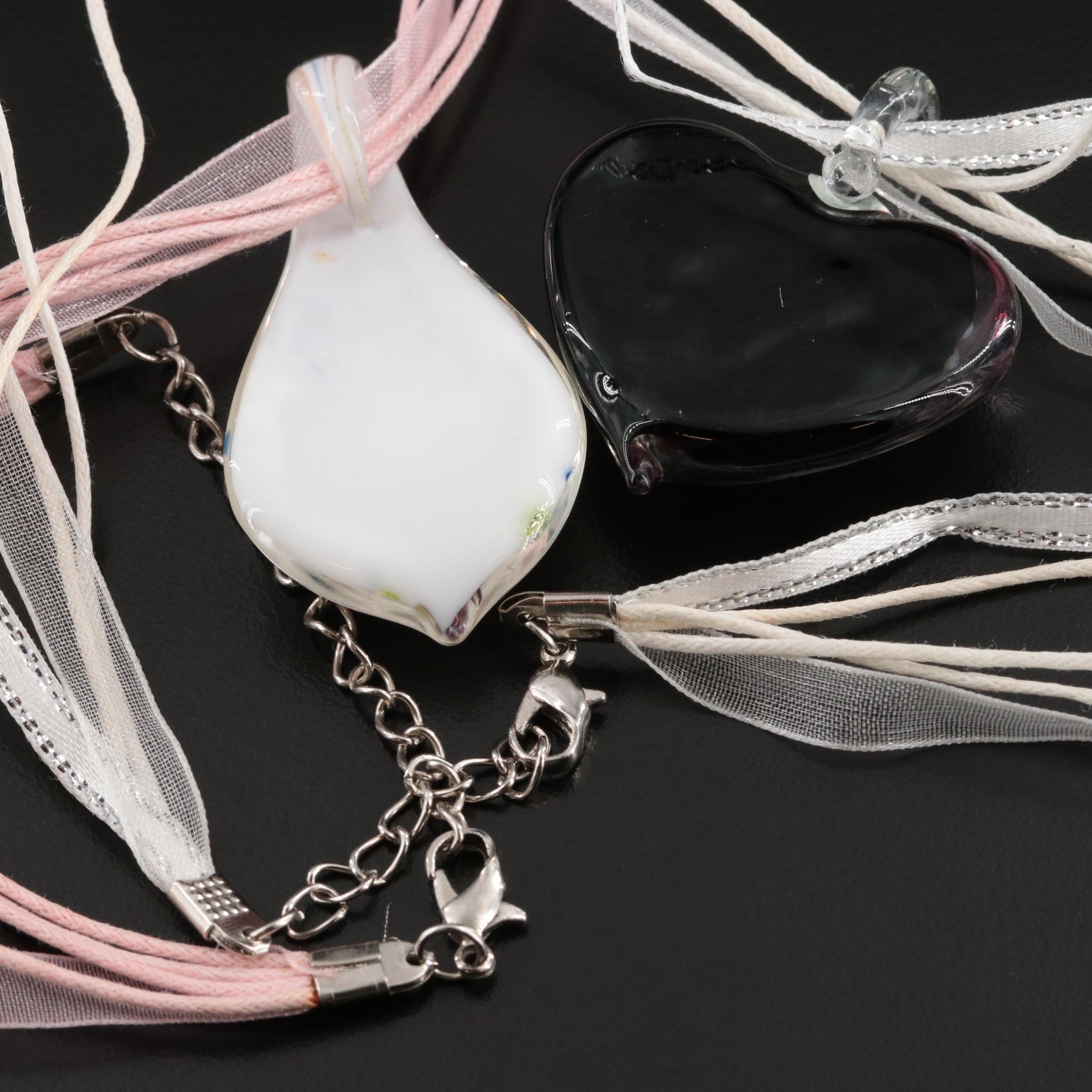 Floral Glass Pendant Necklace