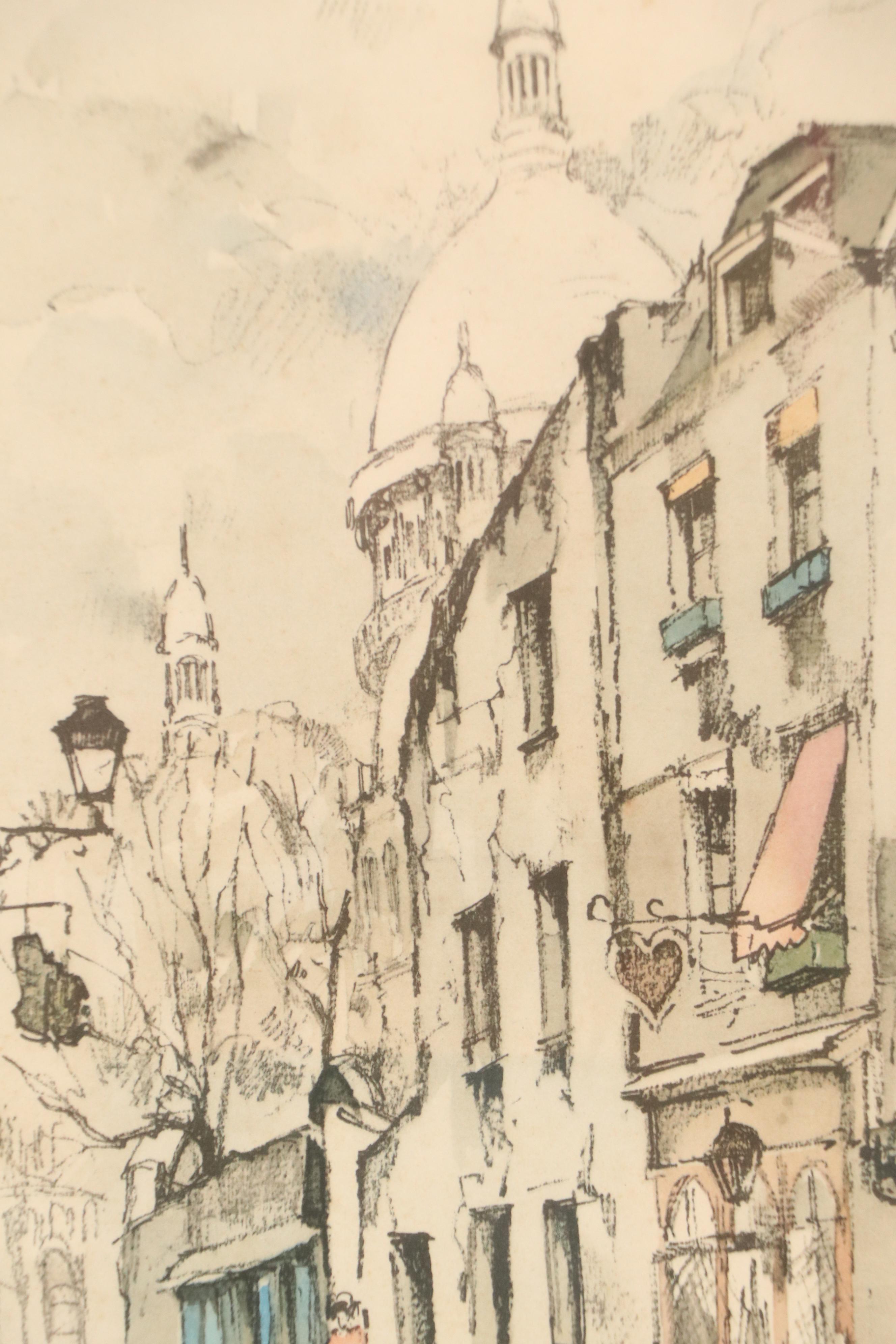 Offset Lithograph After Jan Korthals "Ru du Chevalier de la Barre Montmartre"