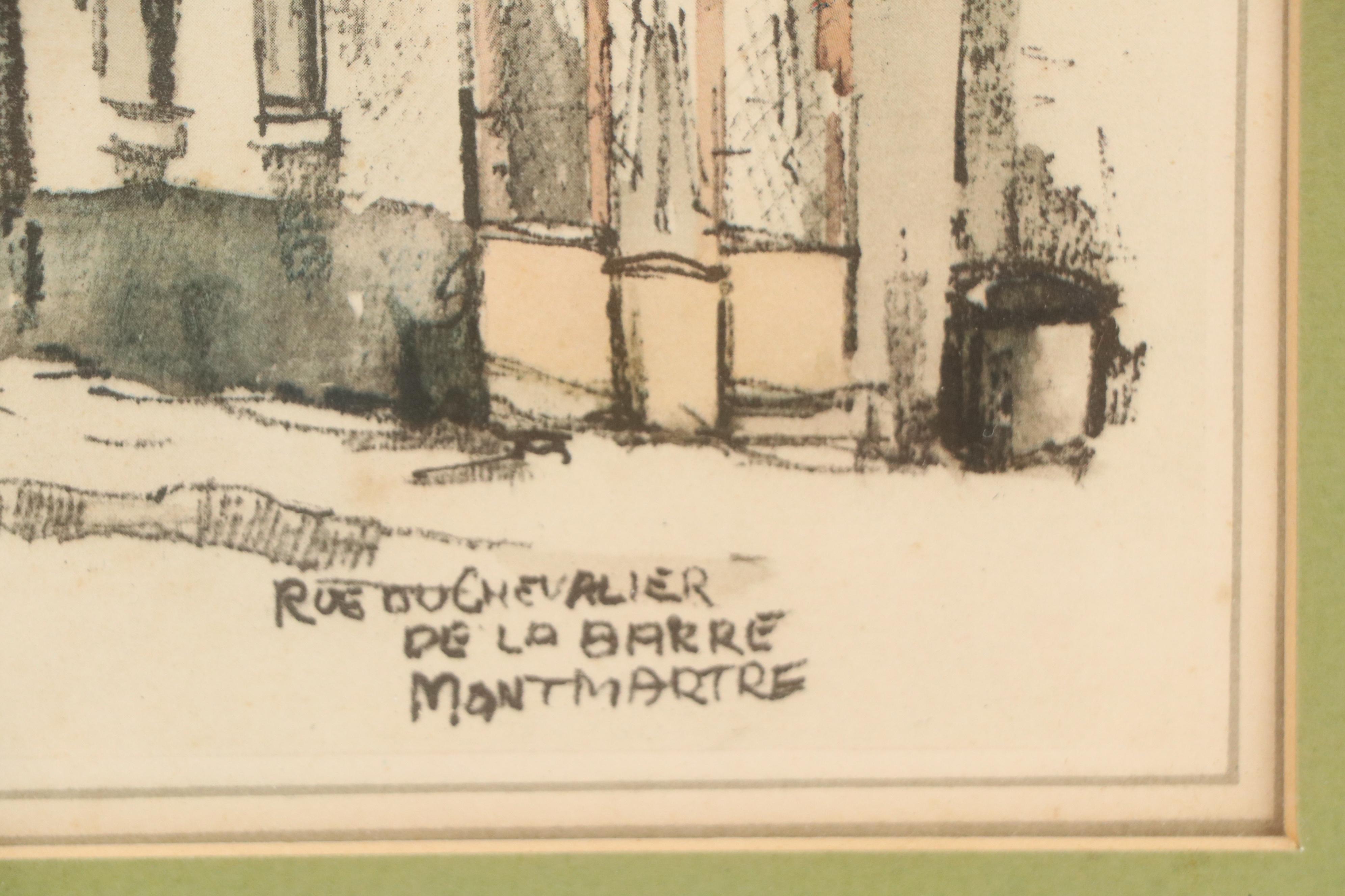 Offset Lithograph After Jan Korthals "Ru du Chevalier de la Barre Montmartre"