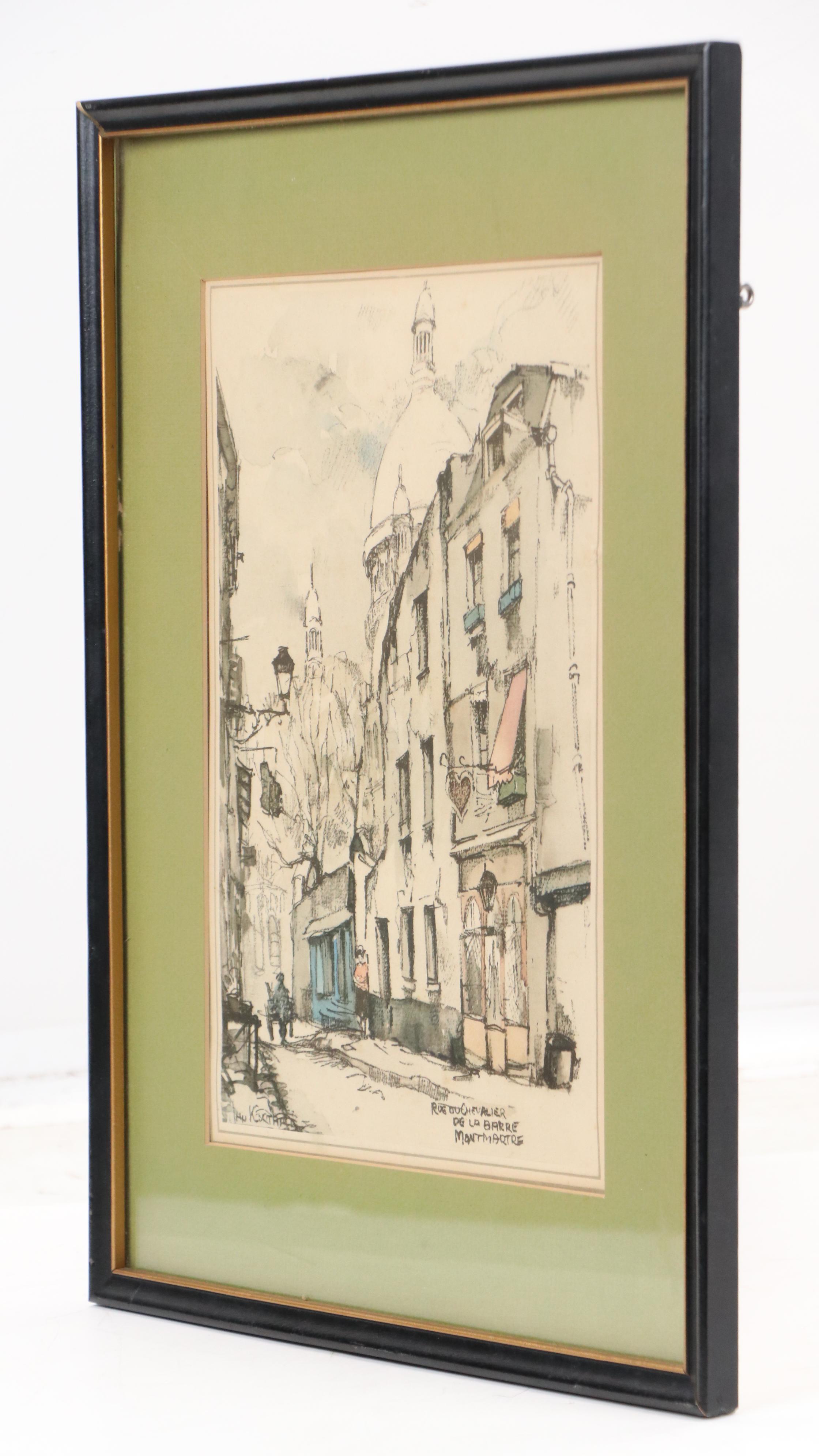 Offset Lithograph After Jan Korthals "Ru du Chevalier de la Barre Montmartre"