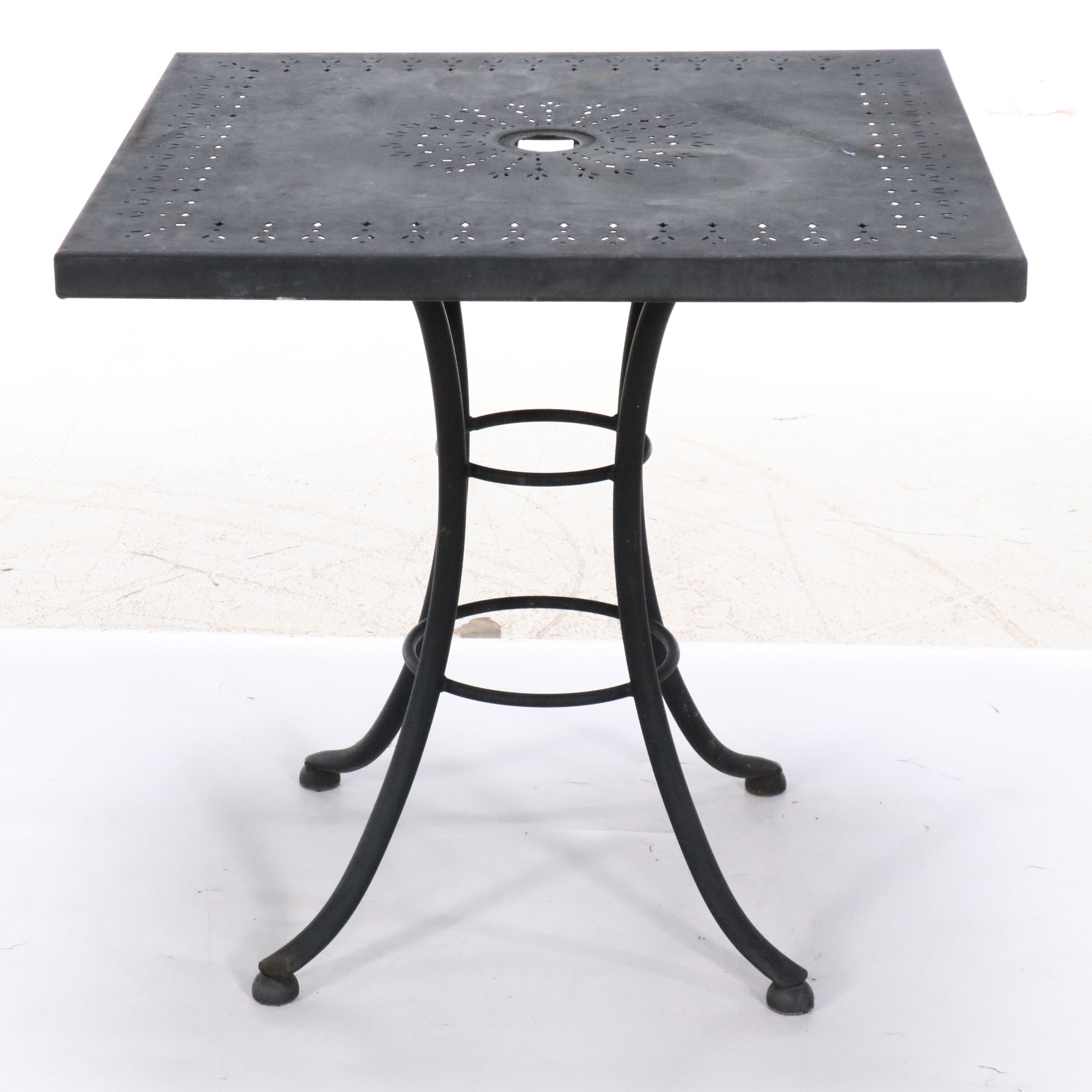 Wrought Iron and Pierced Metal Bistro Table and Chairs