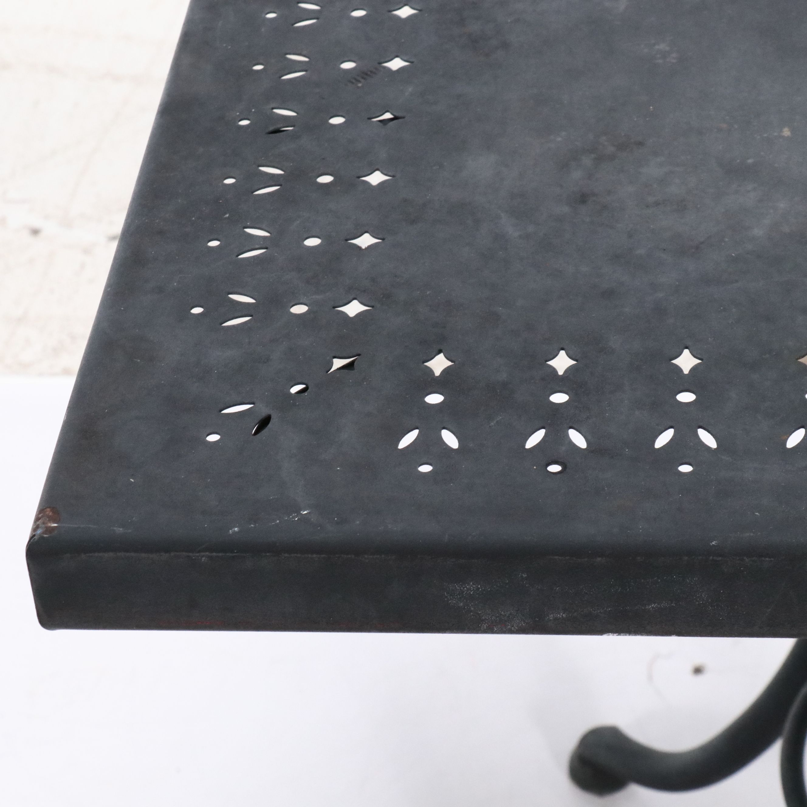 Wrought Iron and Pierced Metal Bistro Table and Chairs