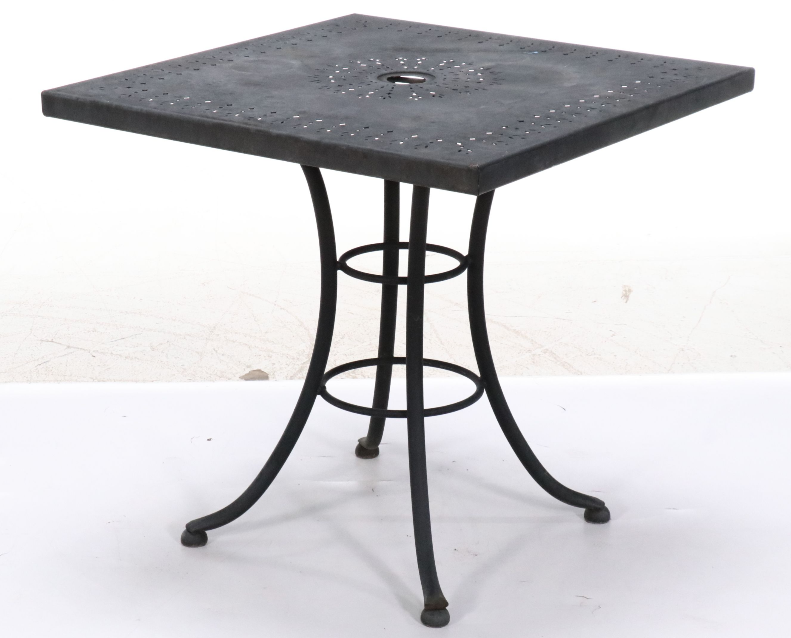 Wrought Iron and Pierced Metal Bistro Table and Chairs