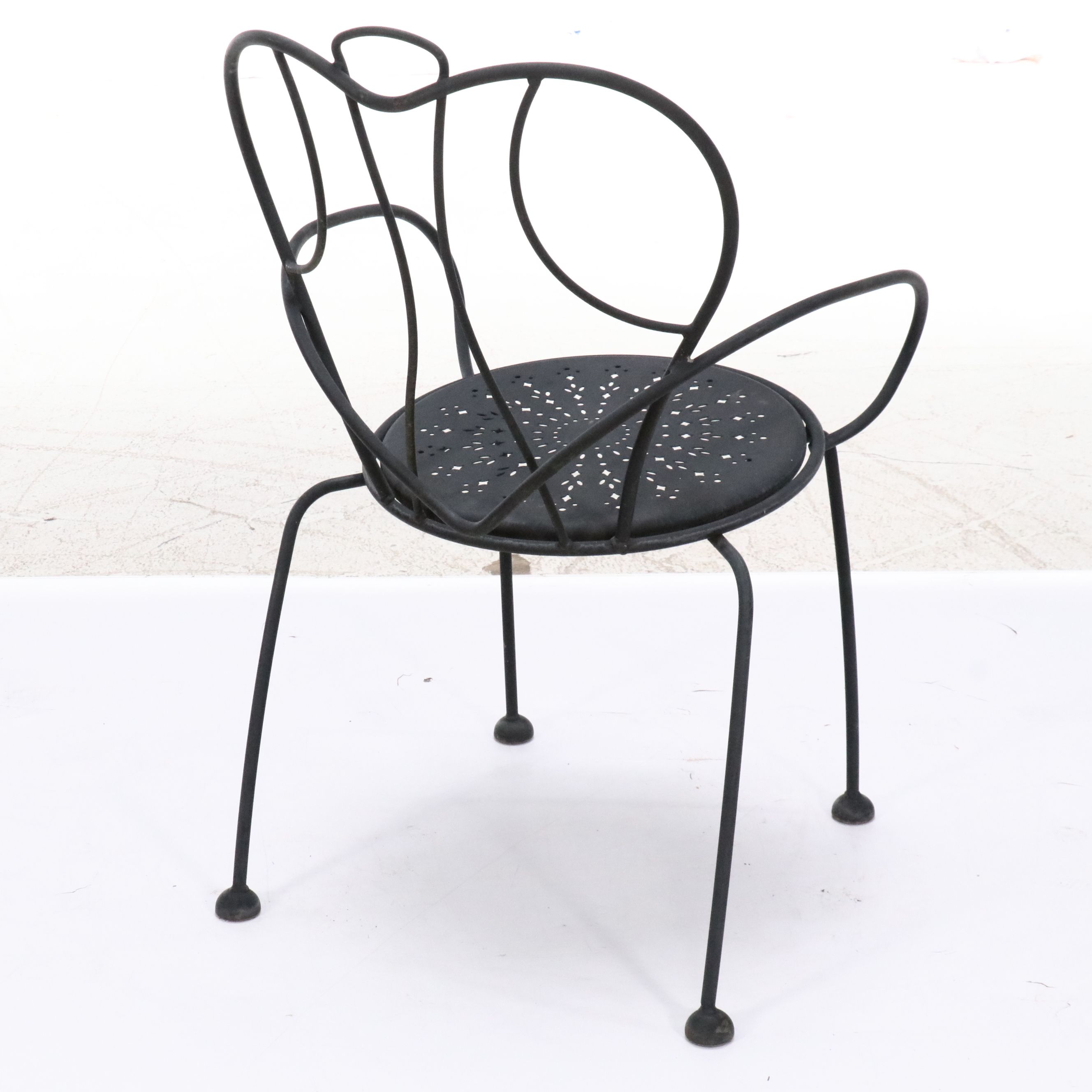Wrought Iron and Pierced Metal Bistro Table and Chairs